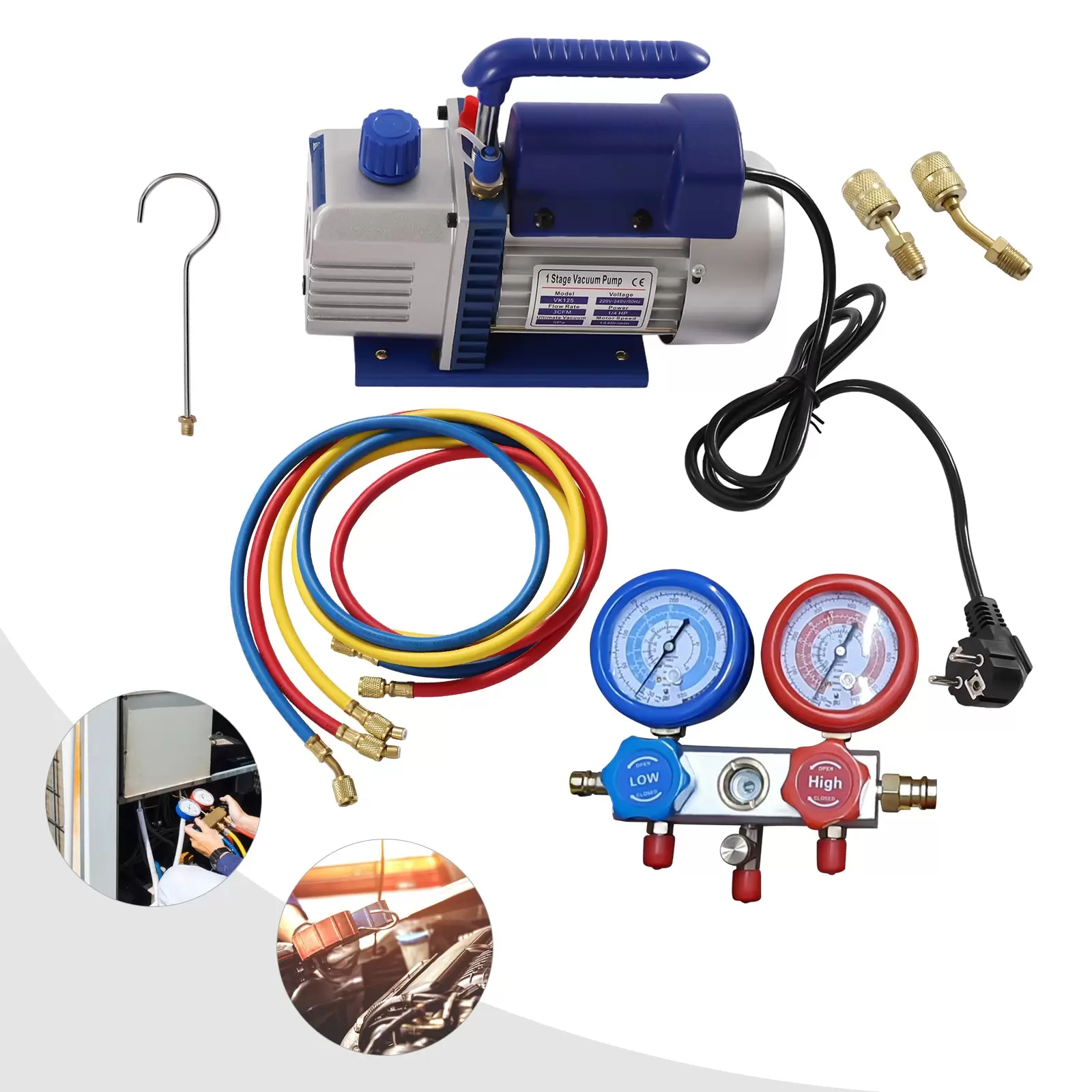 CNCEST Vakuumpumpe 180W 3CFM Unterdruckpumpe Kompressor Pumpe Klimaanlagen Vacuumpumpe für 1/4" Schlauch passen CNCEST Vakuumpumpe 180W 3CFM Unterdruckpumpe Kompressor Pumpe Klimaanlagen Vacuumpumpe für 1/4" Schlauch passen