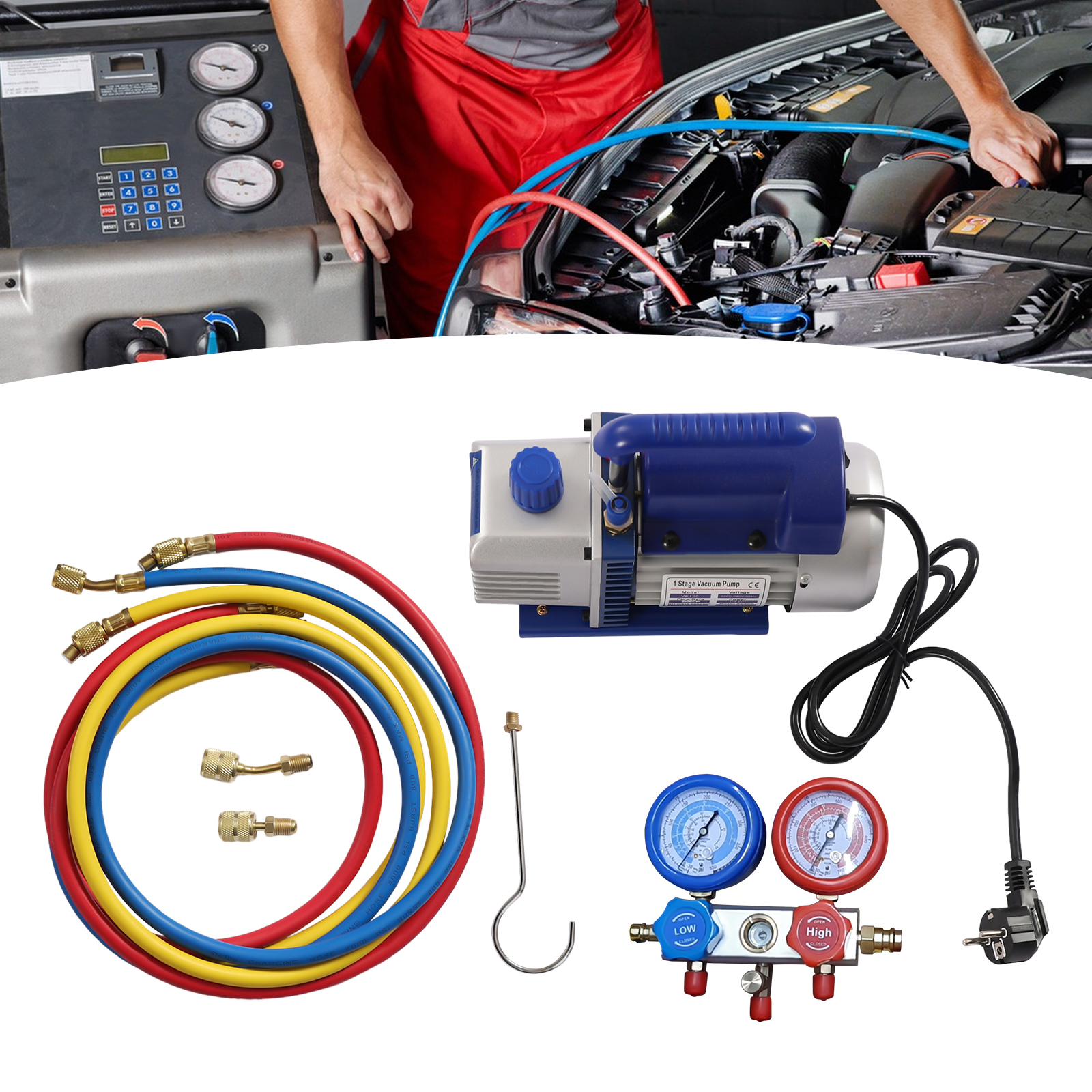 CNCEST Vakuumpumpe 180W 3CFM Unterdruckpumpe Kompressor Pumpe Klimaanlagen Vacuumpumpe für 1/4