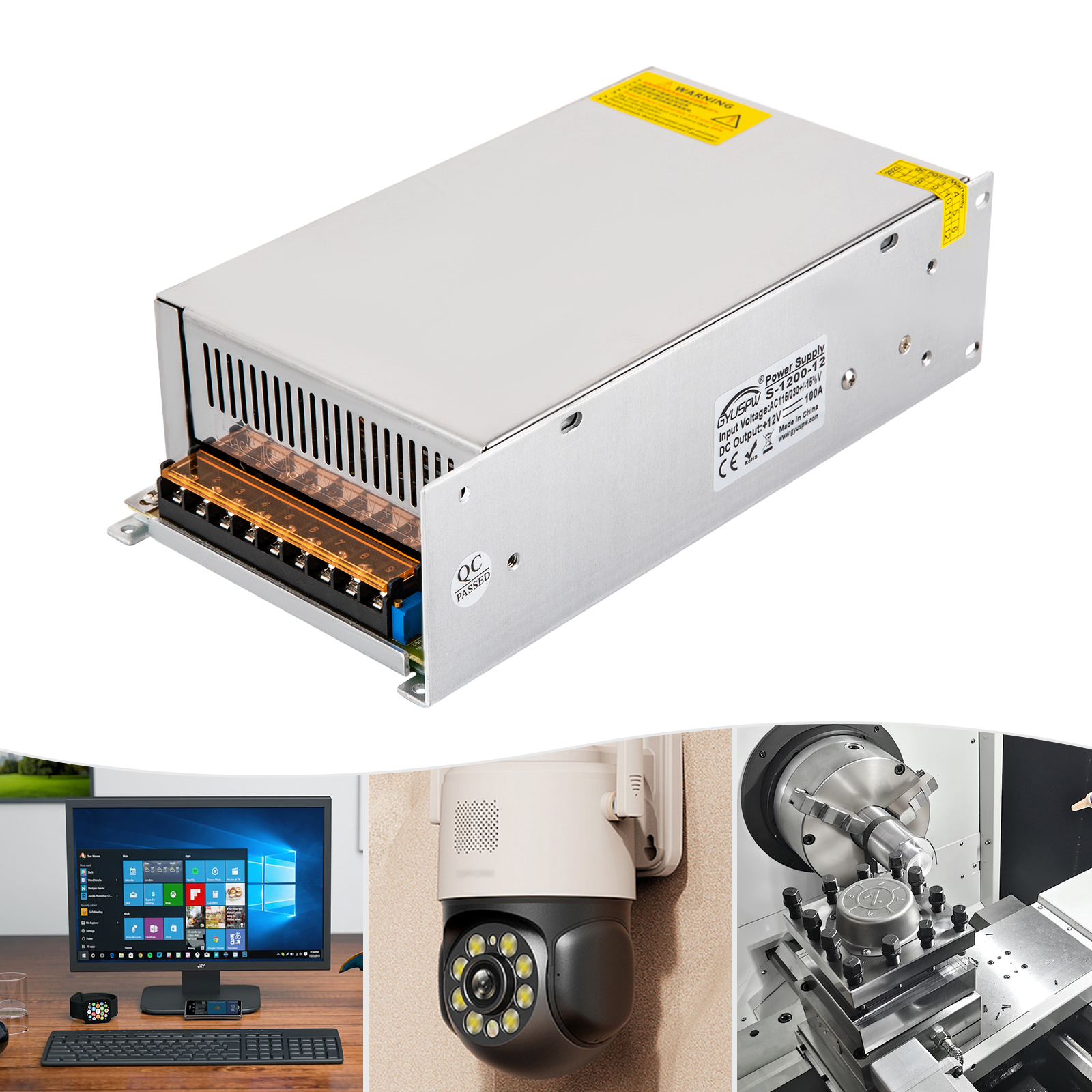 CNCEST Transformator DC 12V 100A 1200W, Schaltnetzteil 115/230±15%V AC zu DC Stromversorgung Transformator Industrieadapter CNCEST Transformator DC 12V 100A 1200W, Schaltnetzteil 115/230±15%V AC zu DC Stromversorgung Transformator Industrieadapter