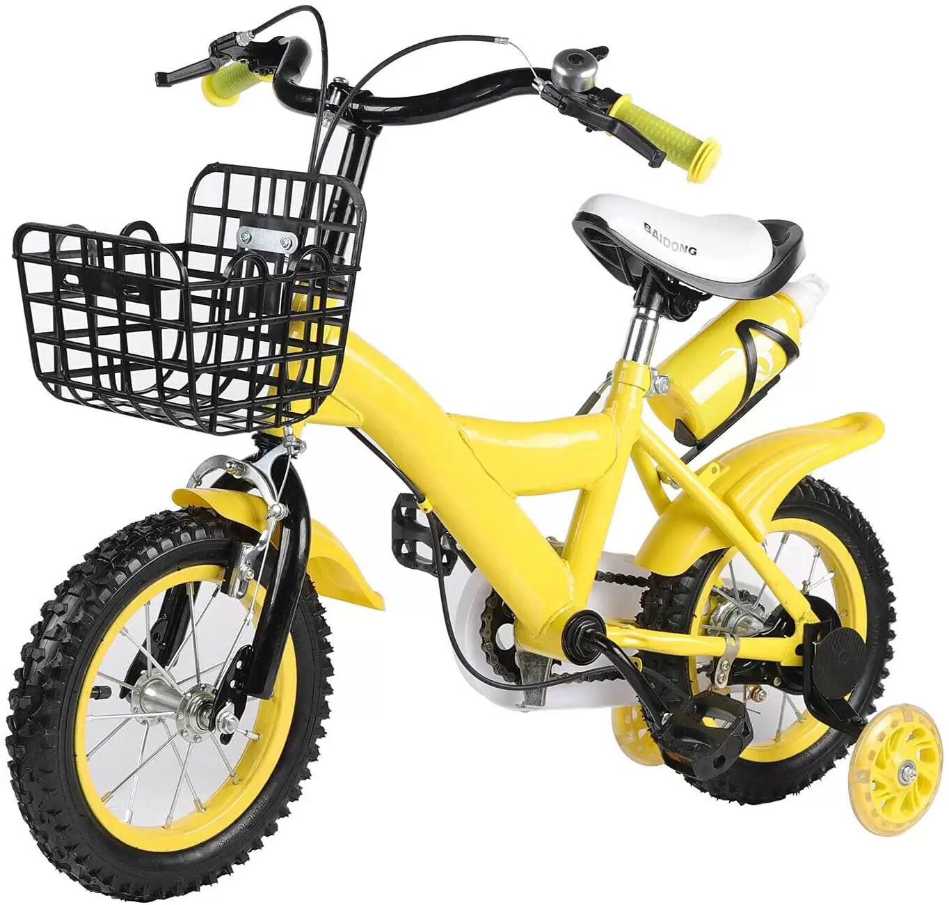 12 Zoll Gelb Kinderfahrrad mit Stützräder Korb Kinderrad Fahrrad 12 Zoll Gelb Kinderfahrrad mit Stützräder Korb Kinderrad Fahrrad
