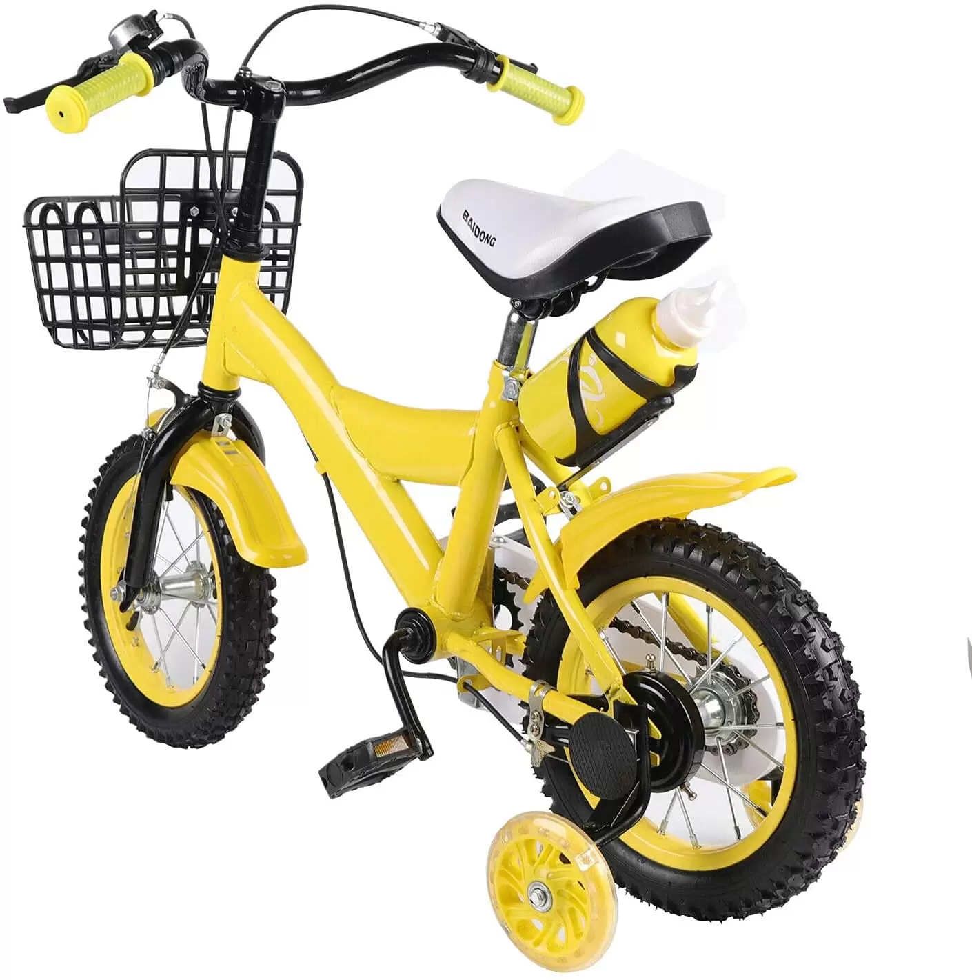 12 Zoll Gelb Kinderfahrrad mit Stützräder Korb Kinderrad Fahrrad 12 Zoll Gelb Kinderfahrrad mit Stützräder Korb Kinderrad Fahrrad