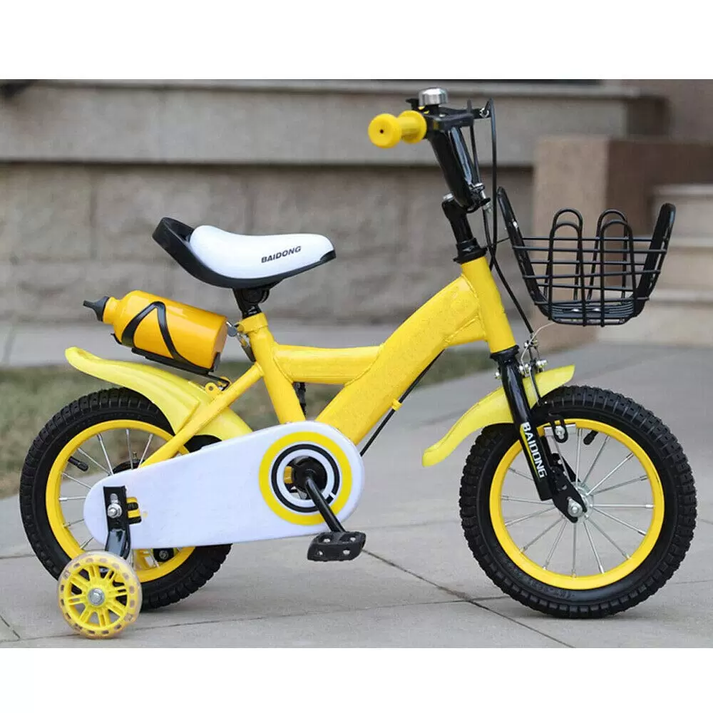 12 Zoll Gelb Kinderfahrrad mit Stützräder Korb Kinderrad Fahrrad 12 Zoll Gelb Kinderfahrrad mit Stützräder Korb Kinderrad Fahrrad