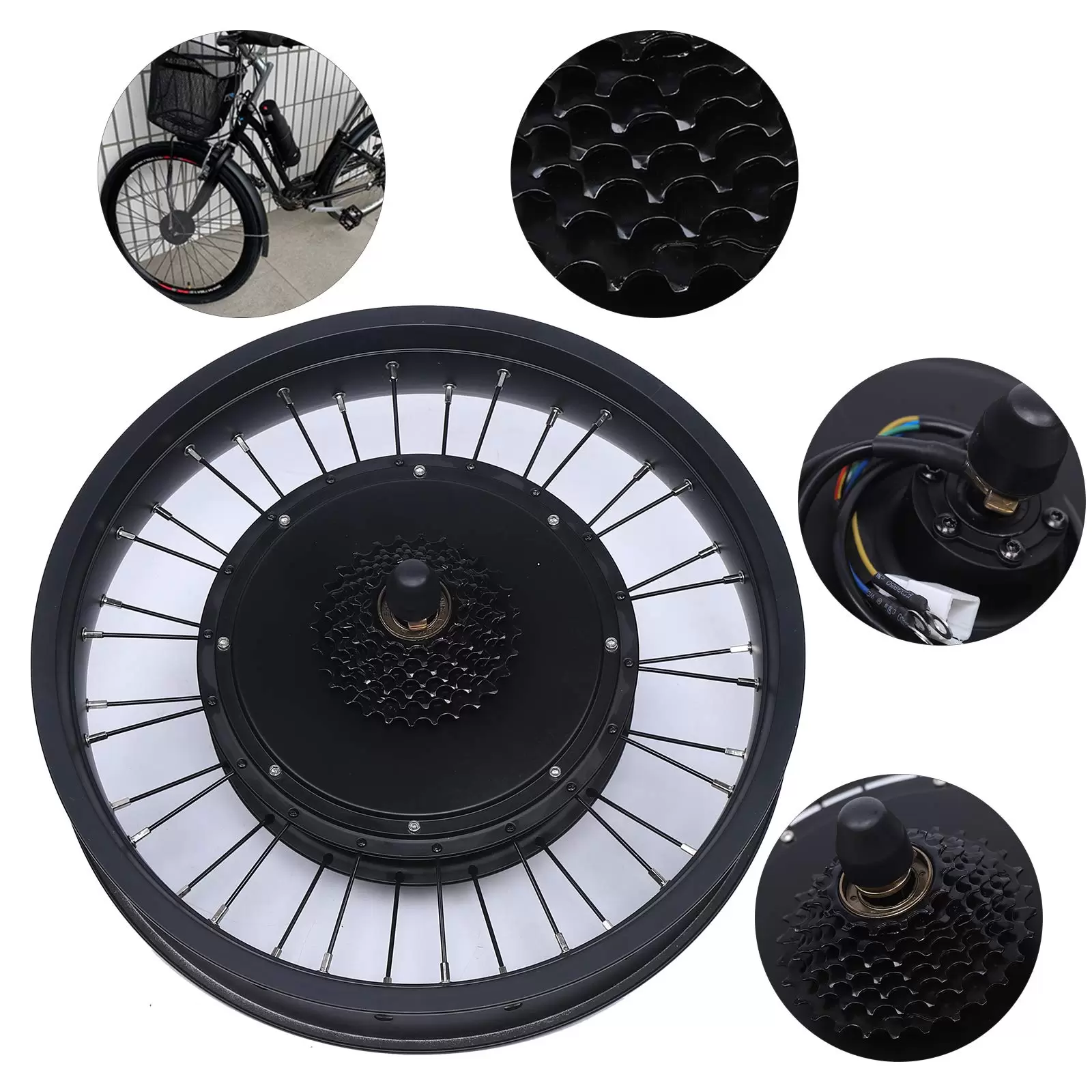 1000W 20x4” Nabenmotor Umbausatz Schwungrad für Heckantrieb Elektrofahrrad Hinterrad Umbausatz Set