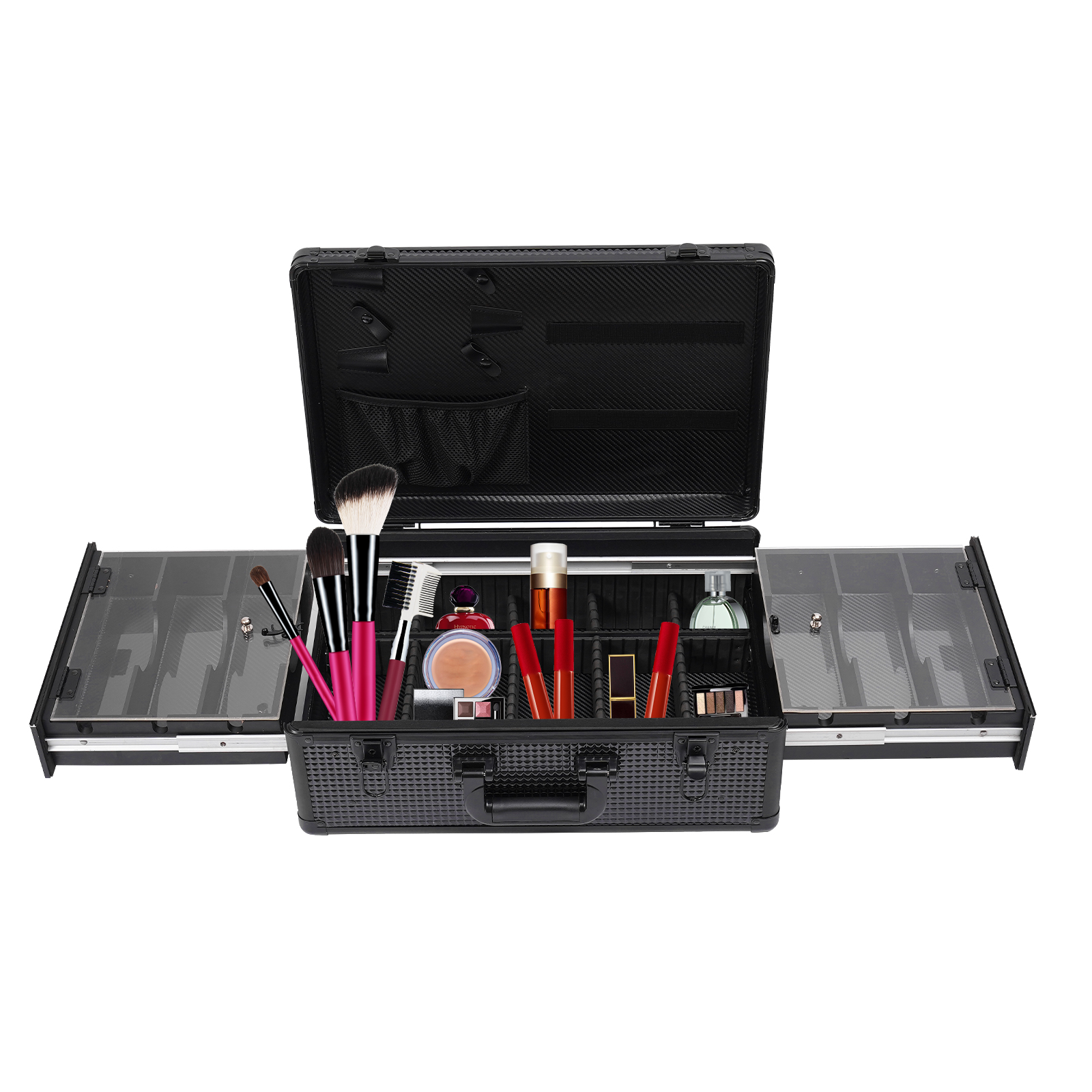 Aluminium-Make-up-Koffer, Werkzeugkoffer zur Aufbewahrung von Scheren, Make-up und anderen Gegenständen, Schwarz