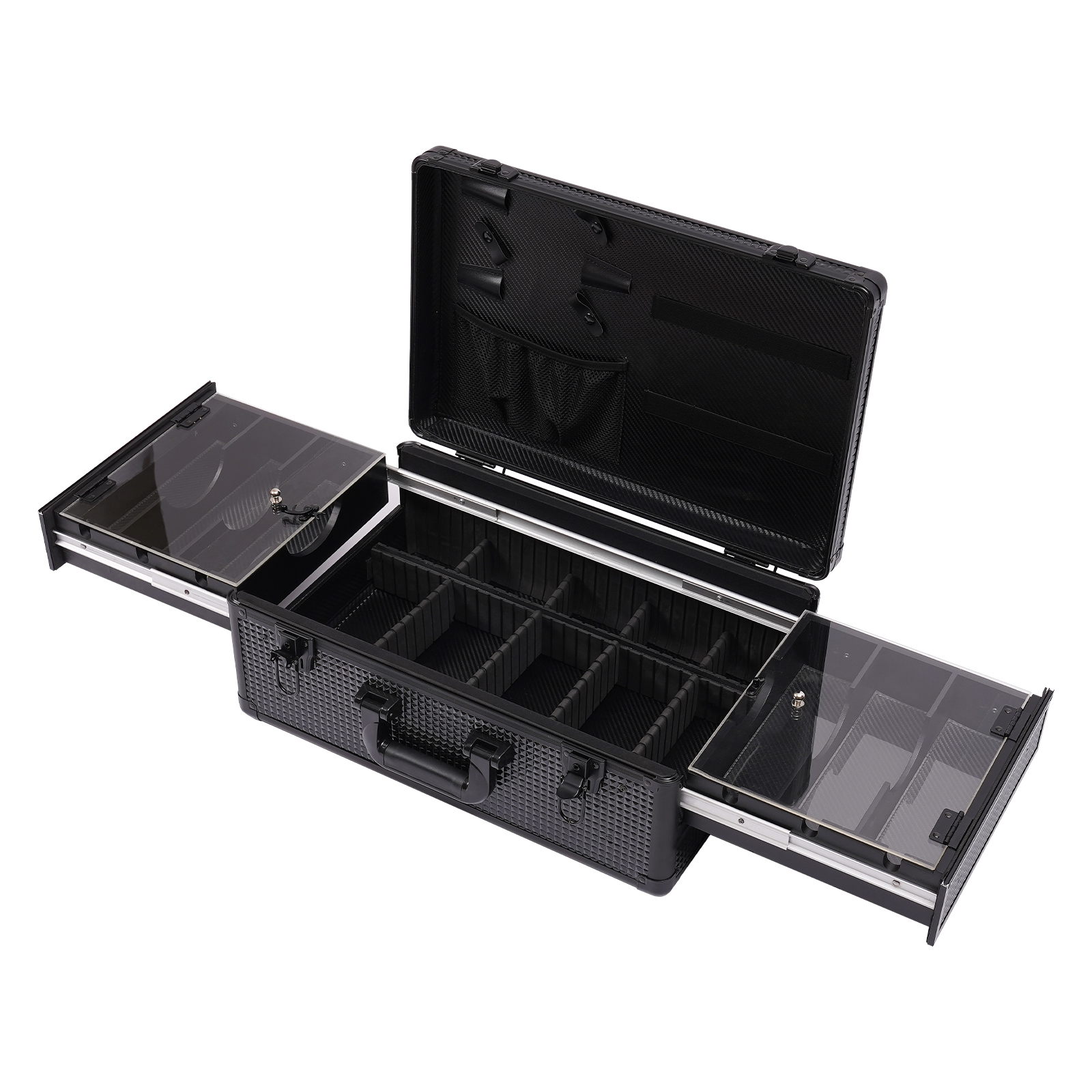 Aluminium-Make-up-Koffer, Werkzeugkoffer zur Aufbewahrung von Scheren, Make-up und anderen Gegenständen, Schwarz