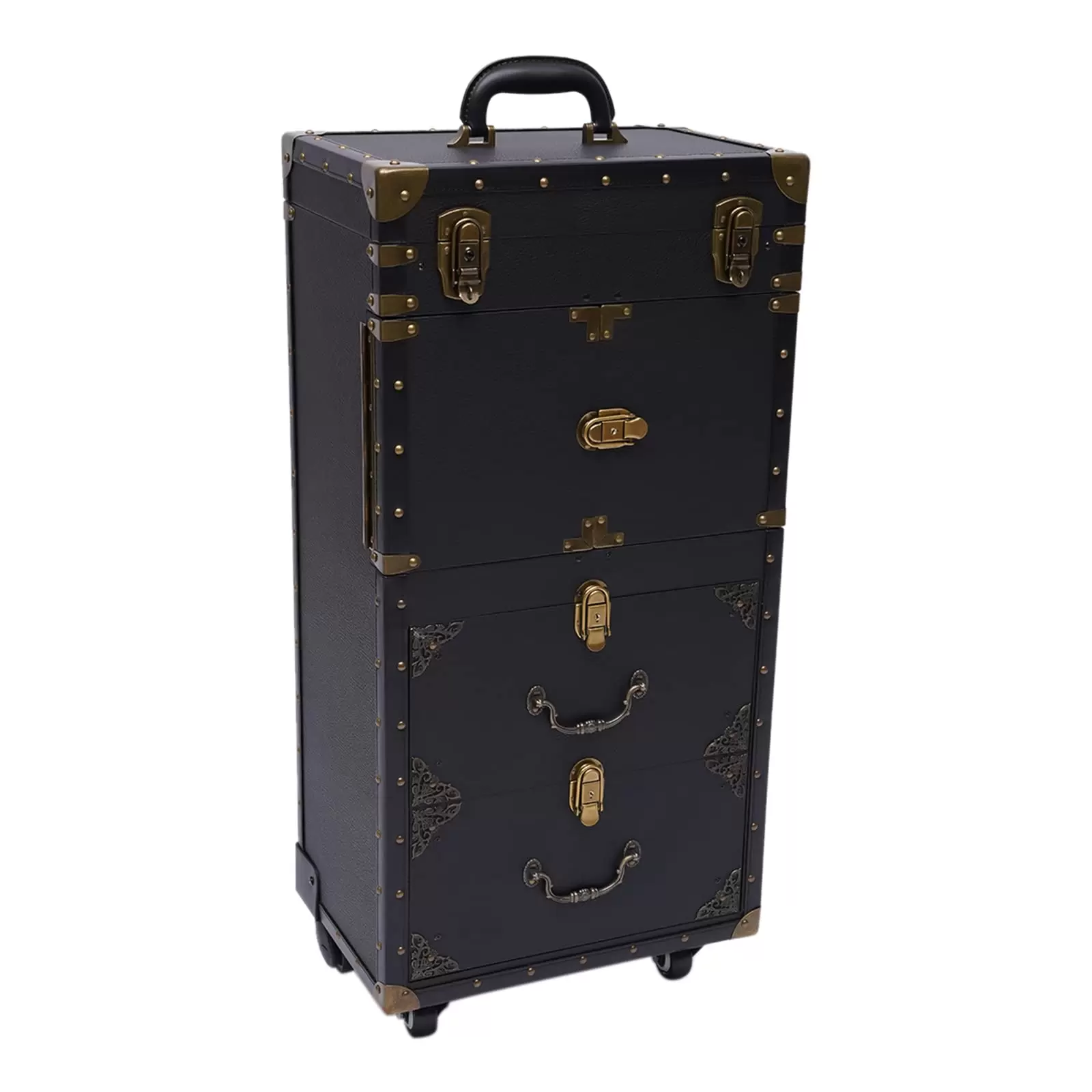 Rollende Abschließbare Make-up Kosmetikkoffer Trolley mit Haartrockner Halter Rollende Abschließbare Make-up Kosmetikkoffer Trolley mit Haartrockner Halter