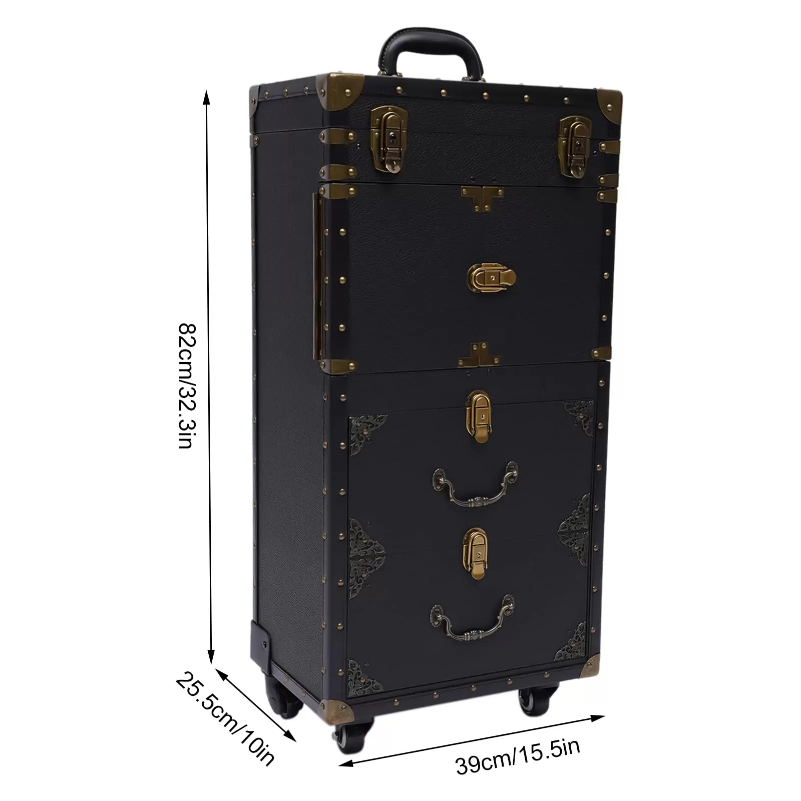 Rollende Abschließbare Make-up Kosmetikkoffer Trolley mit Haartrockner Halter Rollende Abschließbare Make-up Kosmetikkoffer Trolley mit Haartrockner Halter