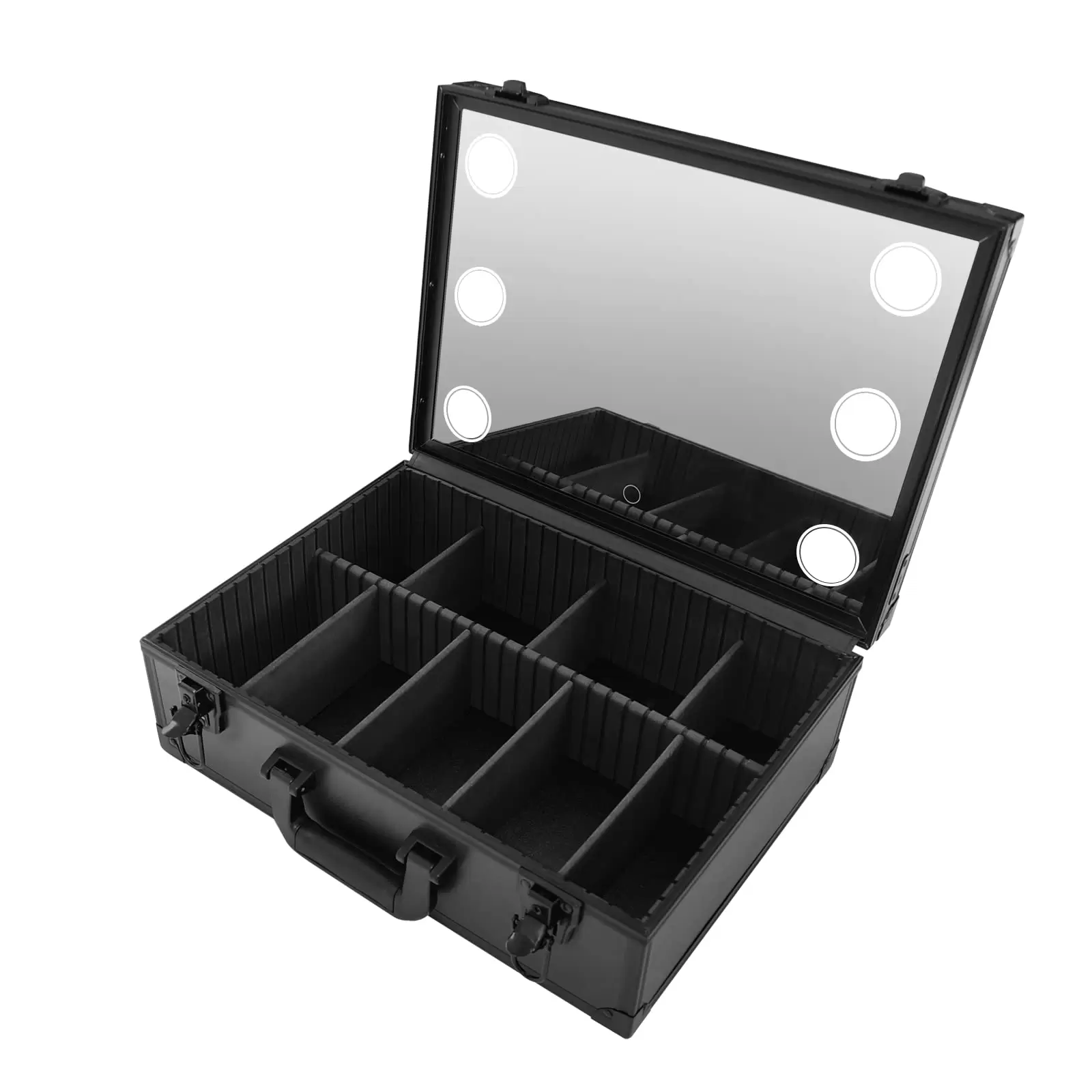 Schminkkoffer Mit Spiegel und Lichtern Cosmetic Organizer Box Kosmetiktasche Make-up Tragekoffer