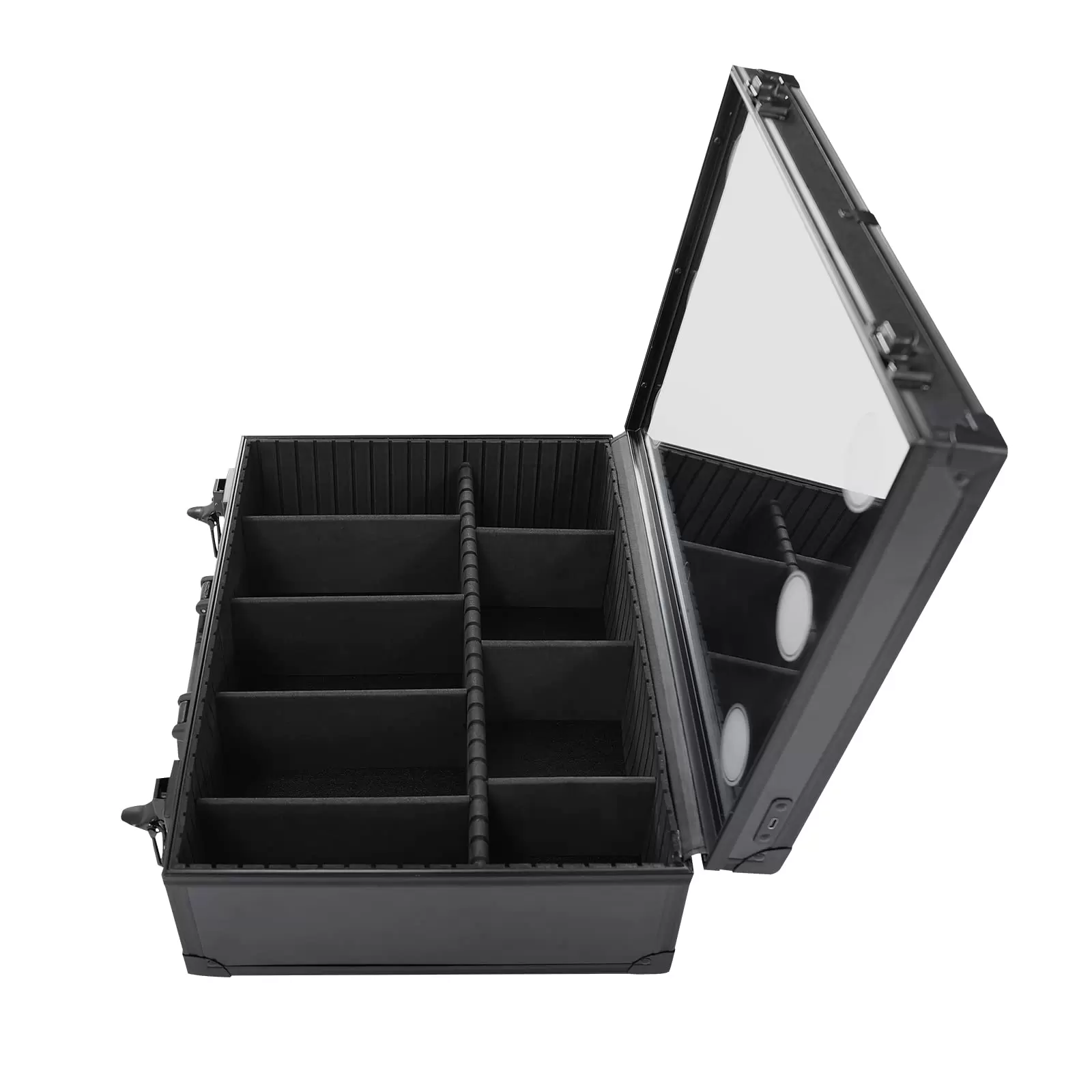Schminkkoffer Mit Spiegel und Lichtern Cosmetic Organizer Box Kosmetiktasche Make-up Tragekoffer