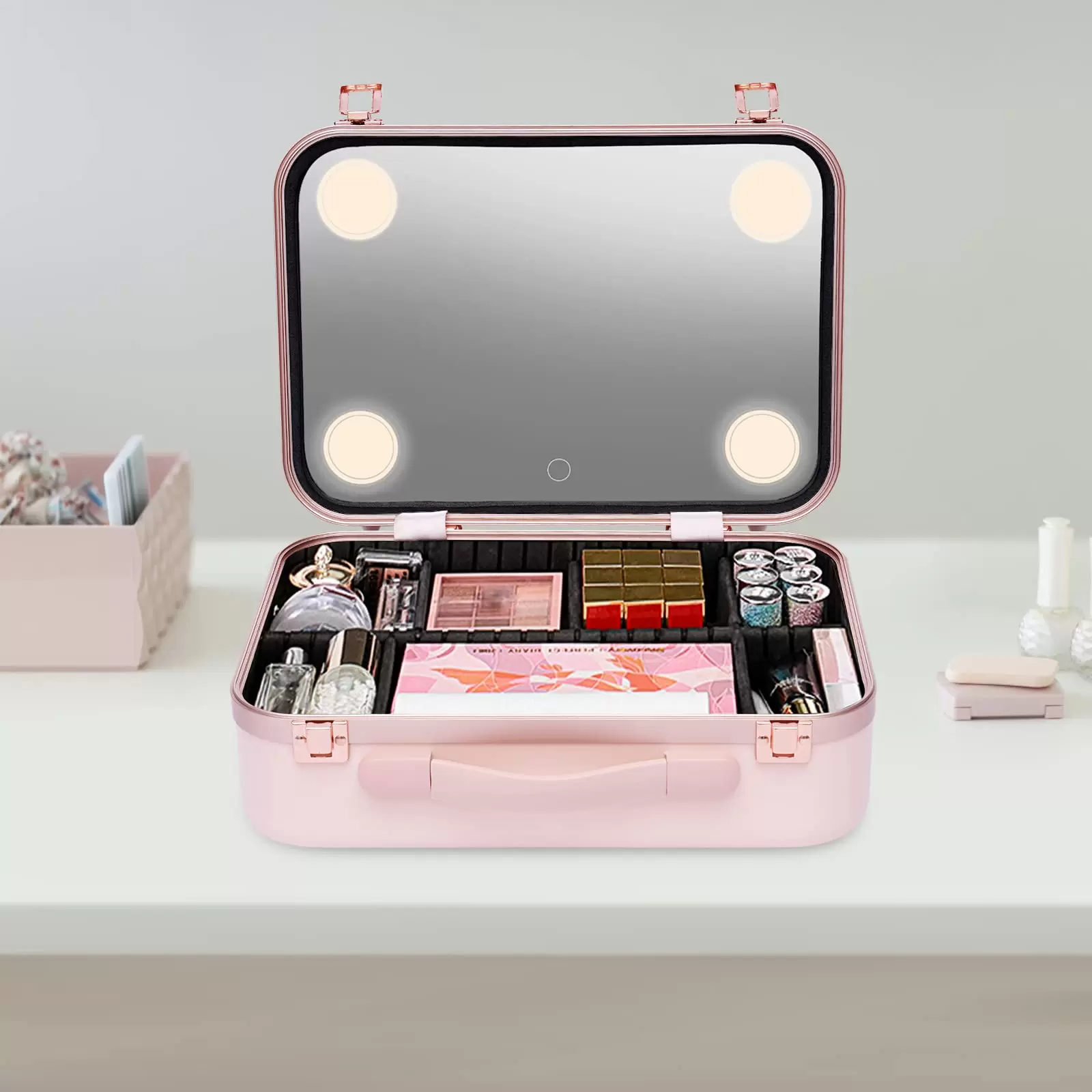 Kosmetiktasche Make-up Tragekoffer Kosmetik Organizer Box Make-up-Koffer