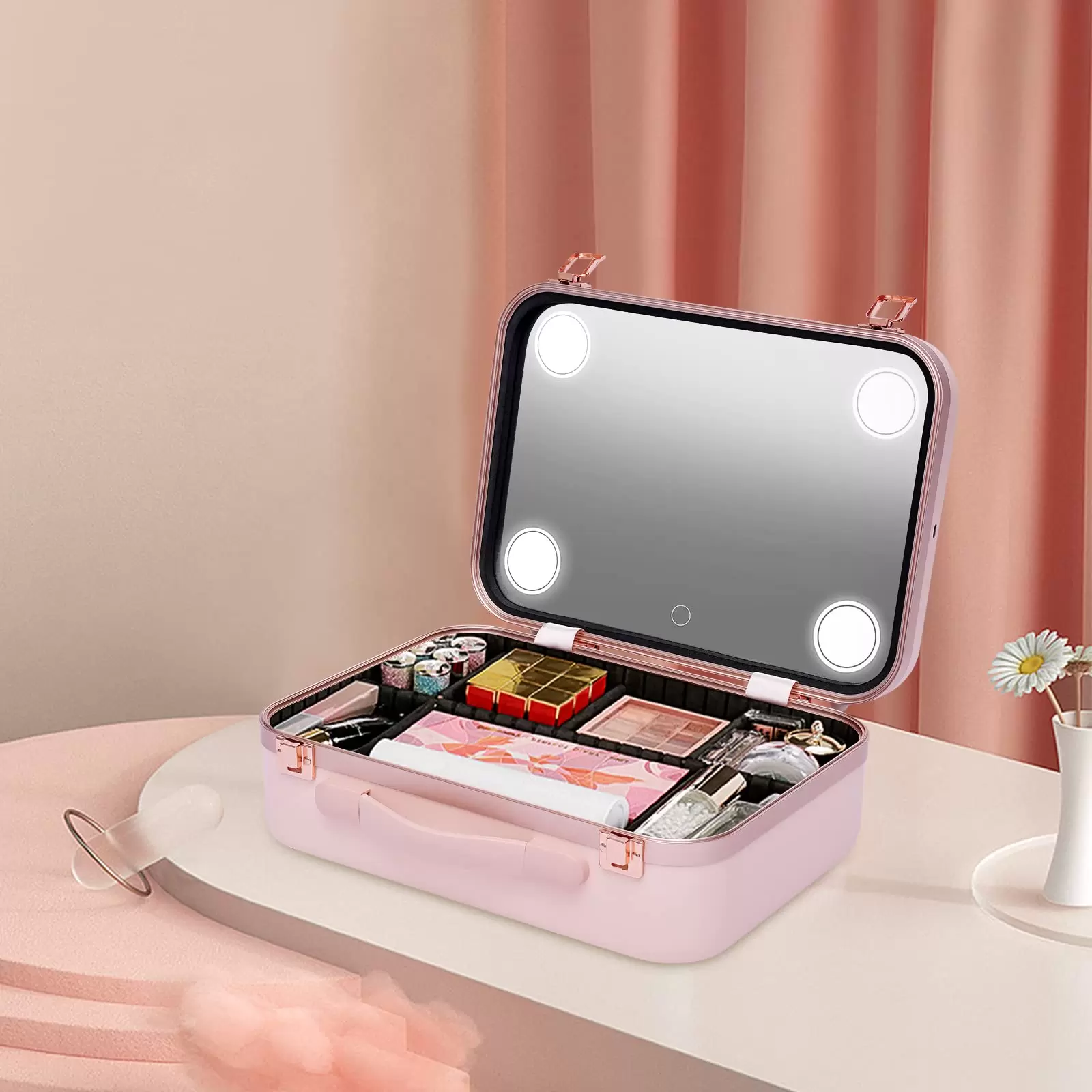 Kosmetiktasche Make-up Tragekoffer Kosmetik Organizer Box Make-up-Koffer