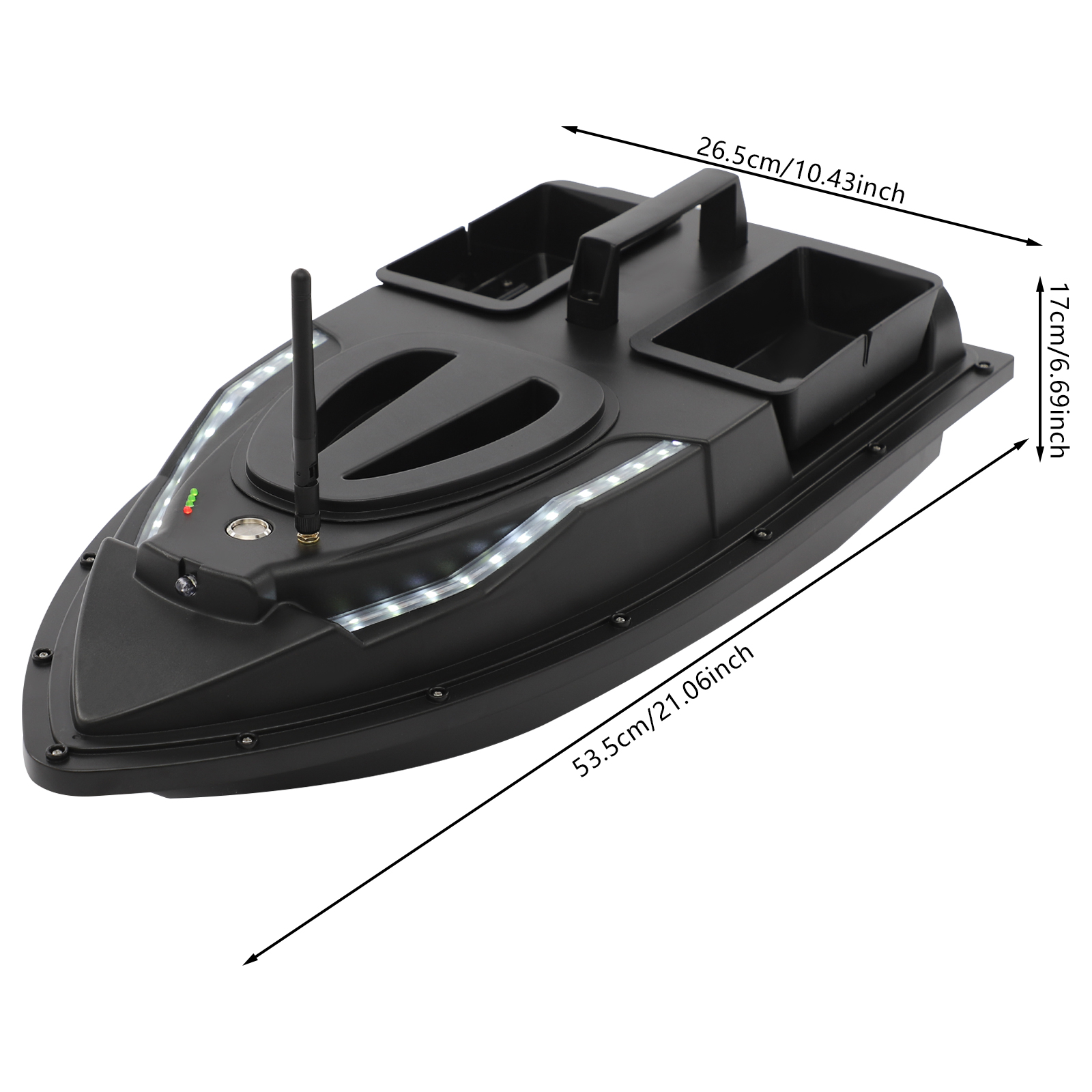 V700 Black Factory Edition zonder boottas Visvoerboot, Dubbele aas Hooper Voerboot, Voerboot voor vissen met afstandsbediening