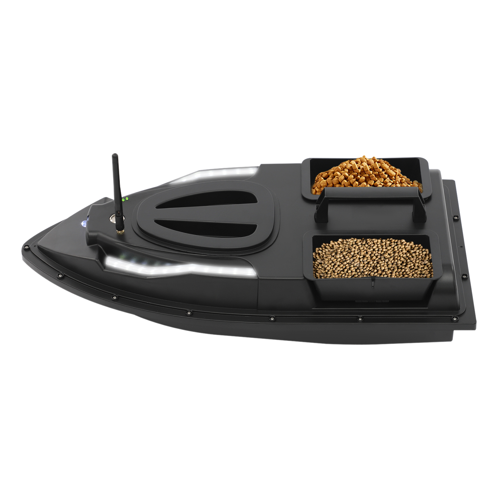 V700 Black Factory Edition zonder boottas Visvoerboot, Dubbele aas Hooper Voerboot, Voerboot voor vissen met afstandsbediening