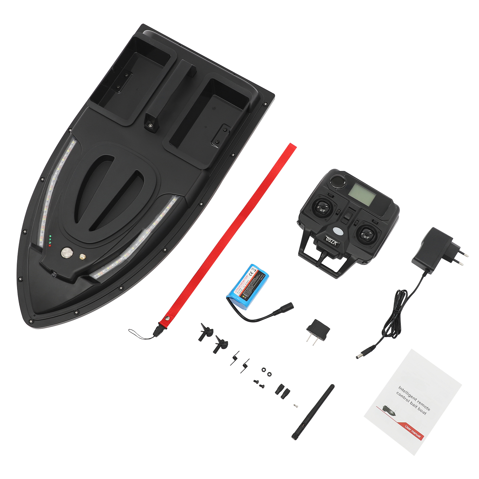 V700 Black Factory Edition zonder boottas Visvoerboot, Dubbele aas Hooper Voerboot, Voerboot voor vissen met afstandsbediening