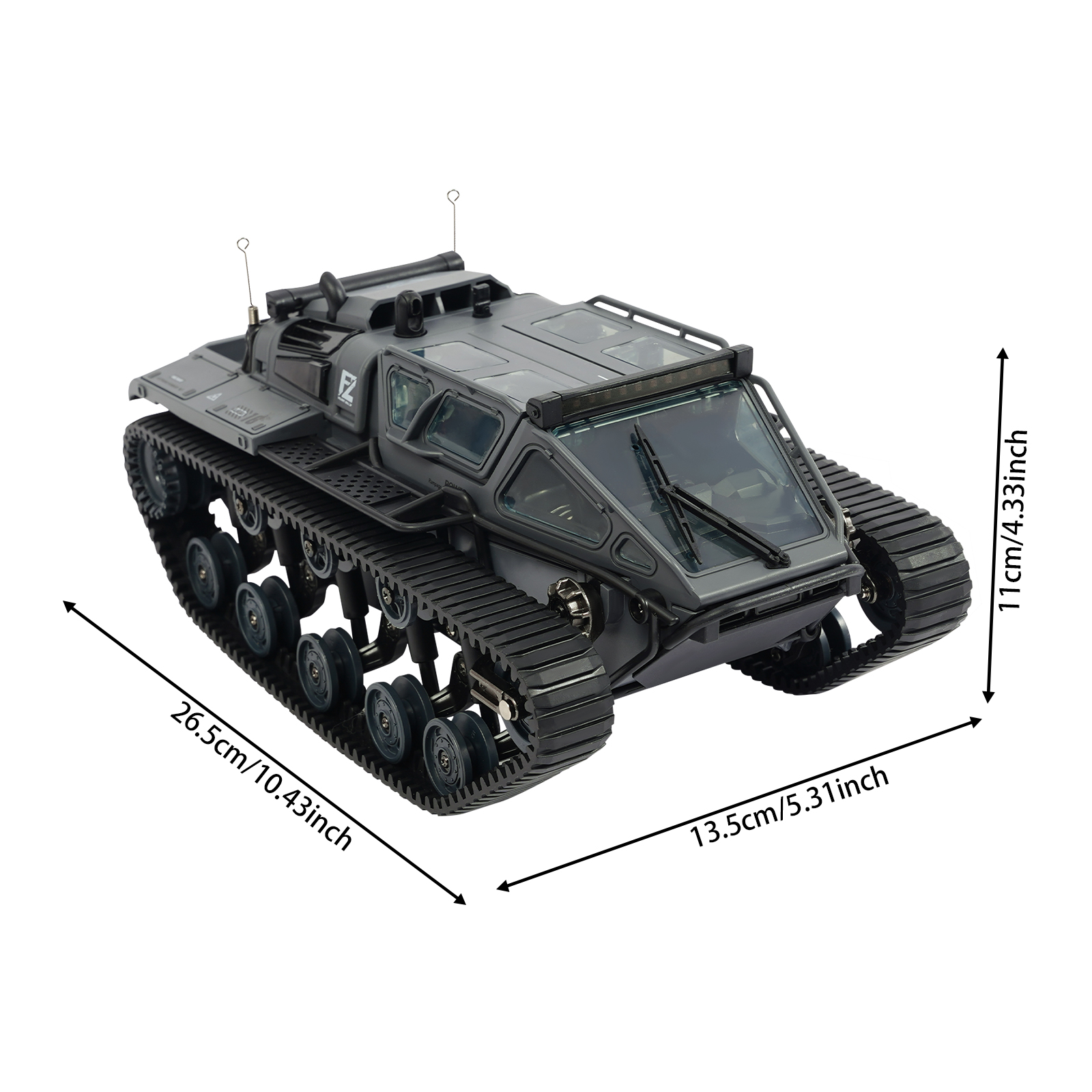 Remote Control Tank, RC Tank Offroad Crawler for Kids, 2.4G Remote Control Military Vehicle - Gray