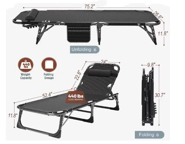 CNCEST Grün 91×68×30cm  Campingbett, Feldbett Klappbar Belastbarkeit Etwa 120kg, Campingliege ist Oxford-Gewebe