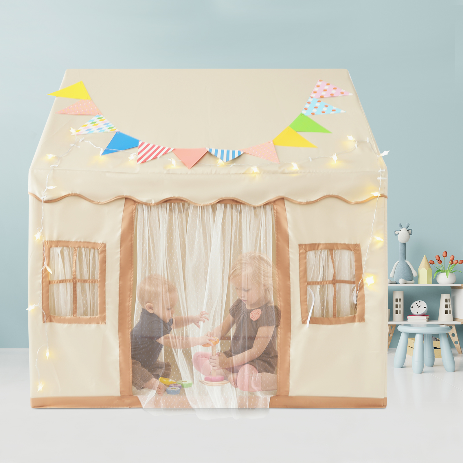 120 x 100 x 130 cm Kinderzelt, Kinderzelt mit Matte, Kinderspielzelt für Mädchen & Jungen