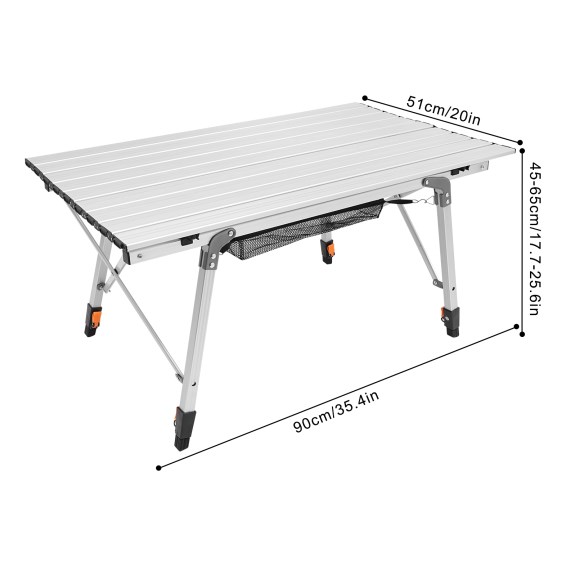 CNCEST Klappbarer Campingtisch klappbarer Tisch Höhenverstellung Silber CNCEST Klappbarer Campingtisch klappbarer Tisch Höhenverstellung Silber