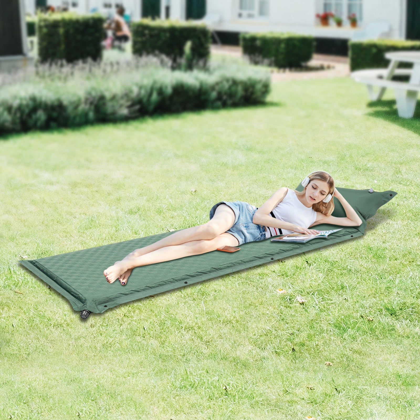 Self-inflating sleeping mat, elastic sponge self-inflating air mattress ...