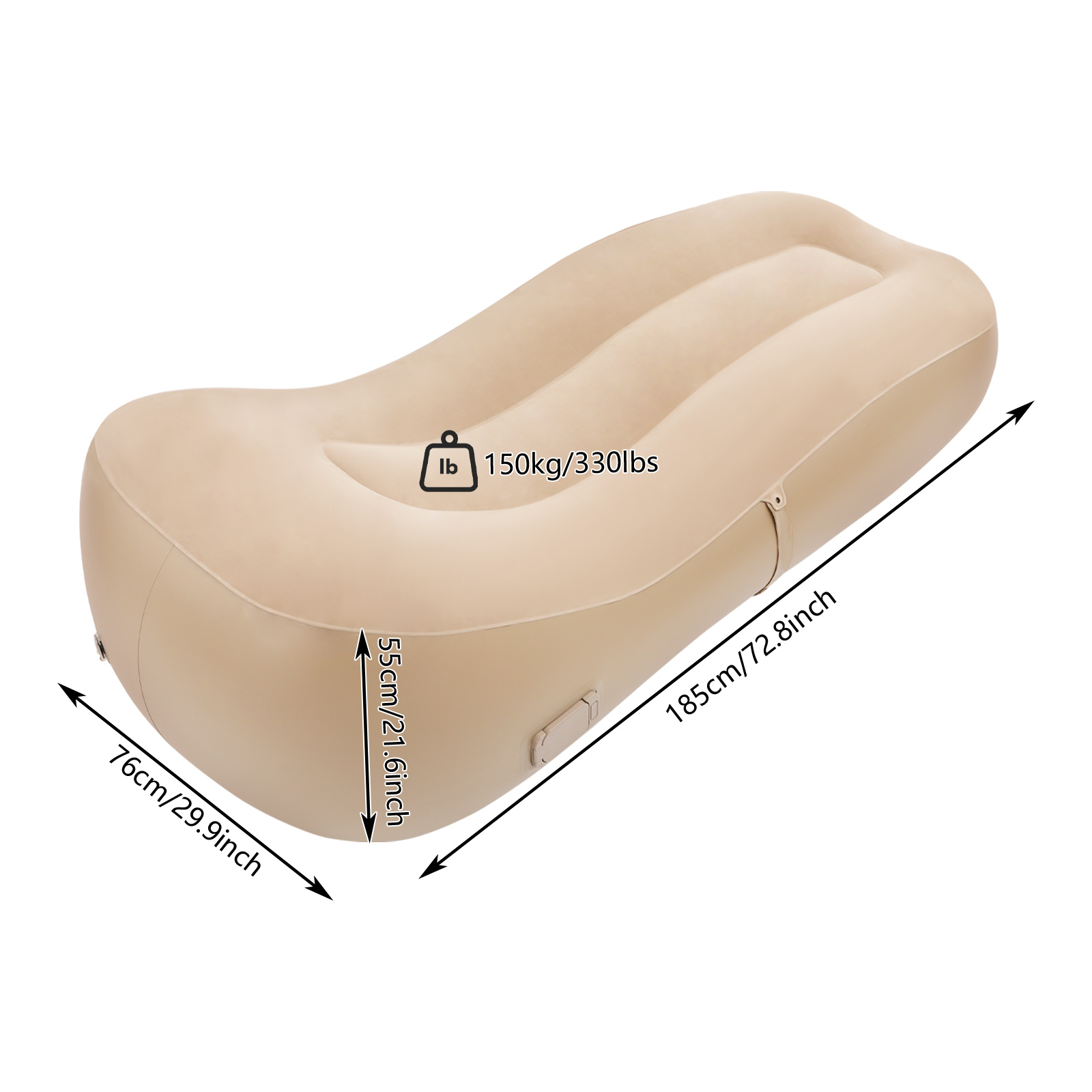 Khaki Inflatable Bed + Dual-purpose Square Electric Pump 180 x 76 x 55 cm Inflatable Sofa, Inflatable Couch Camping Sofa