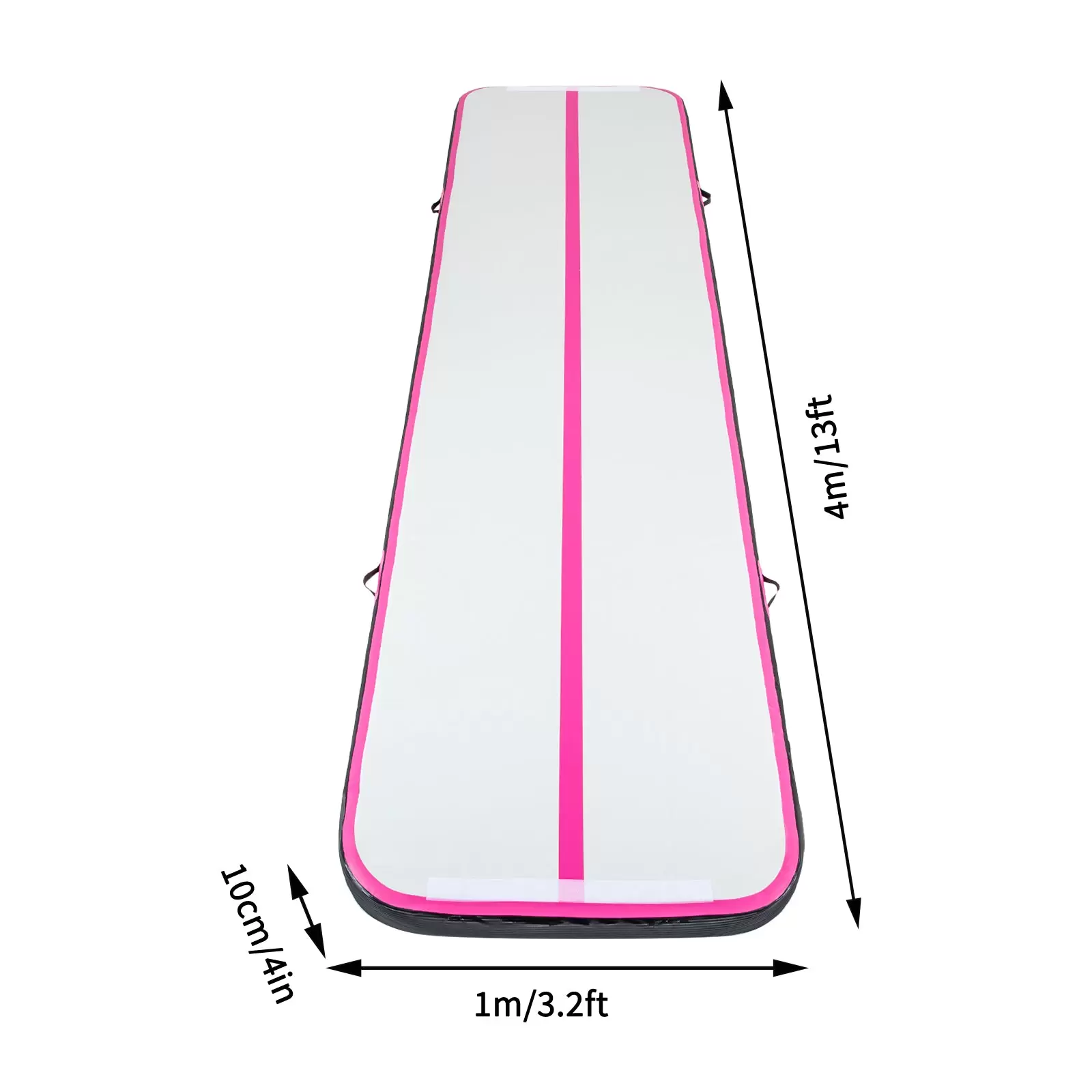 CNCEST 1*4m Gymnastikmatte Tumbling Matte schwarz und rosa mit Luftpumpe für Zuhause, im Freien, Yoga