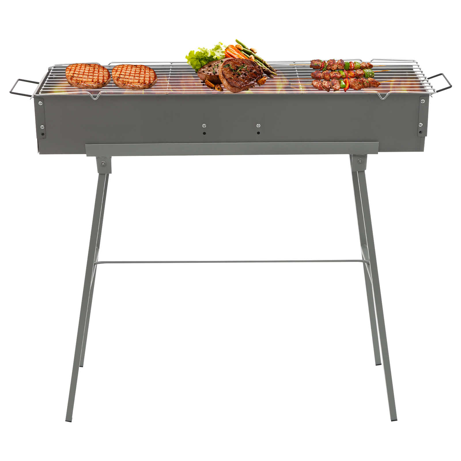 80 x 18 cm Ofenkörper + Dreibein + Grillrost – Tragbarer BBQ-Grill, Klappbarer Camping-Grill, Holzkohlegrills