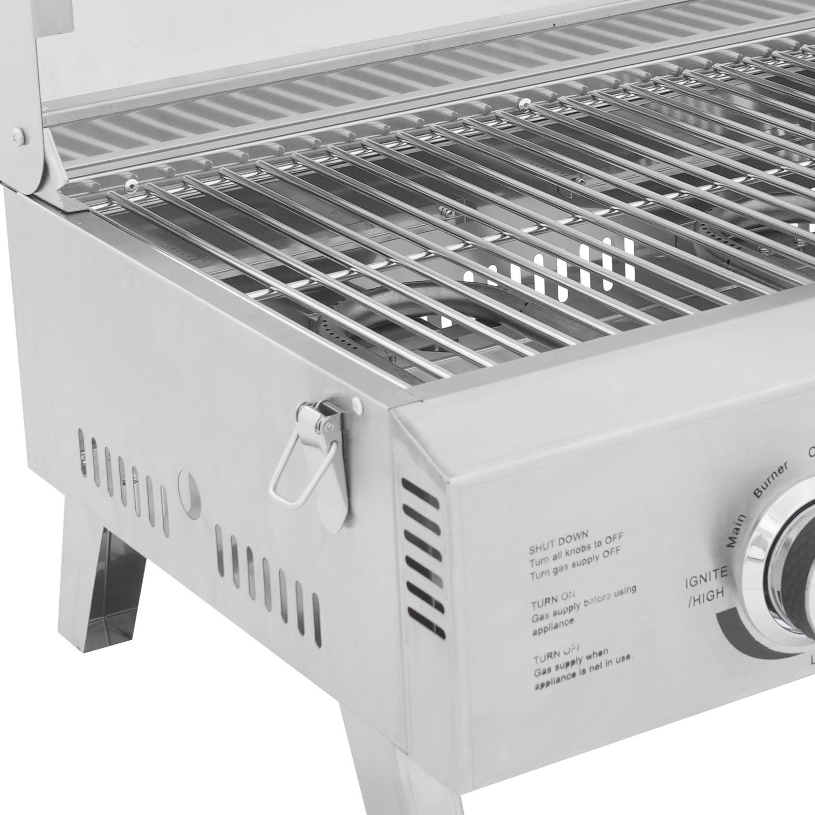 2 Head Stainless Steel Gas Grill, Portable Barbecue Grill, Folding Outdoor Barbecue Grill