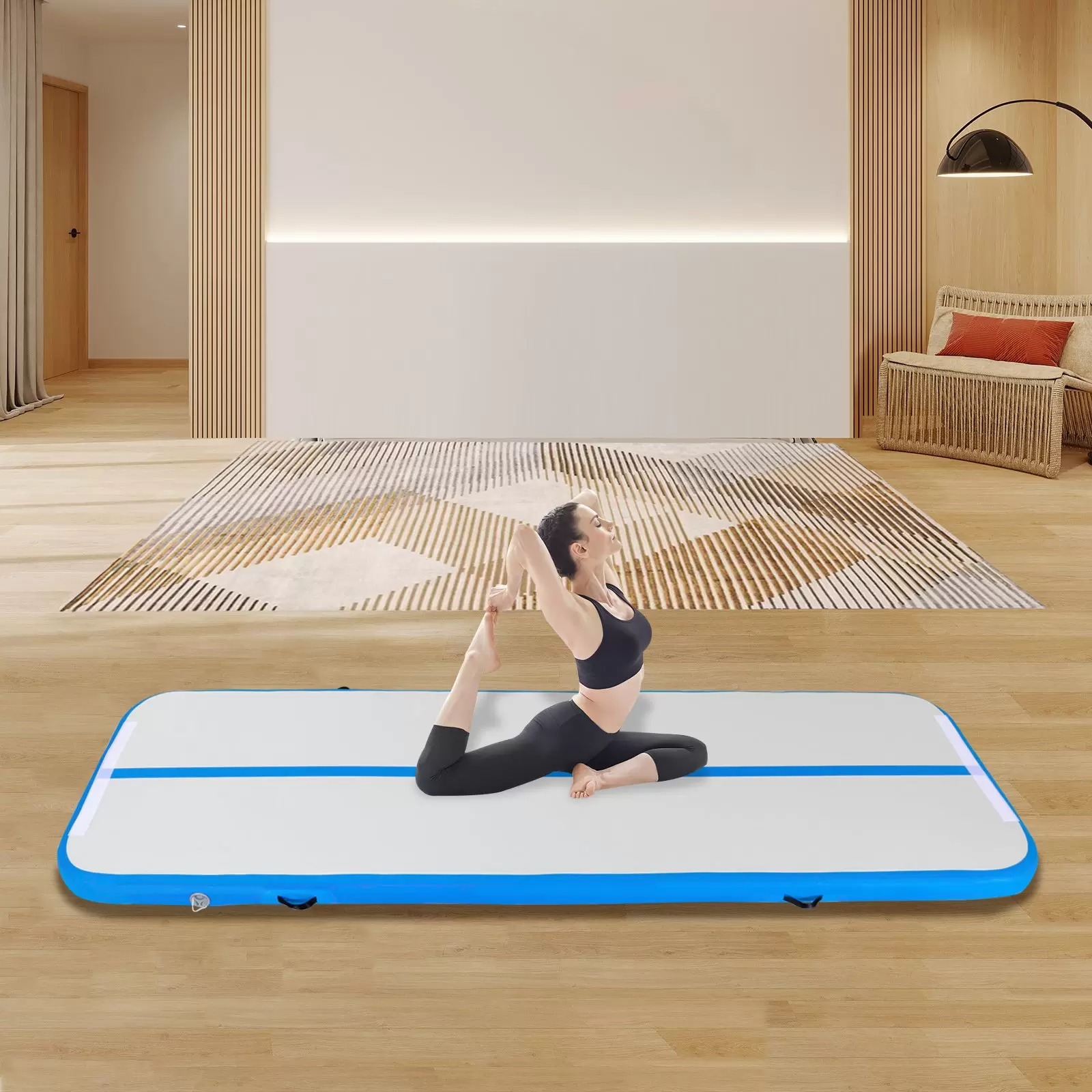 CNCEST Pfefferminzgrün Gymnastikmatte 1*3m Yoga Fitness Matte Wasserdichtes Pvc-Canvas Tumbling Matte Mit Pumpe