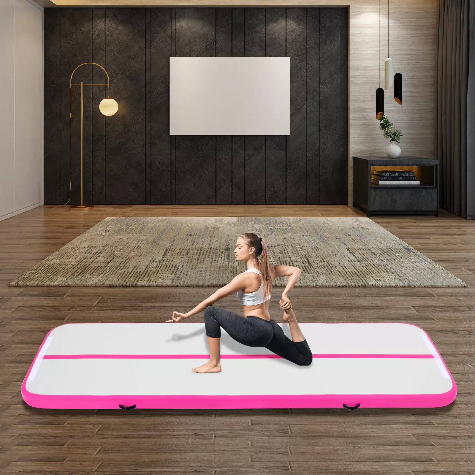 CNCEST Pfefferminzgrün Gymnastikmatte 1*3m Yoga Fitness Matte Wasserdichtes Pvc-Canvas Tumbling Matte Mit Pumpe
