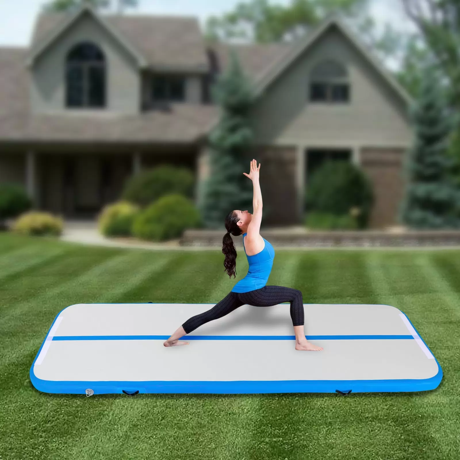 CNCEST Pfefferminzgrün Gymnastikmatte 1*3m Yoga Fitness Matte Wasserdichtes Pvc-Canvas Tumbling Matte Mit Pumpe