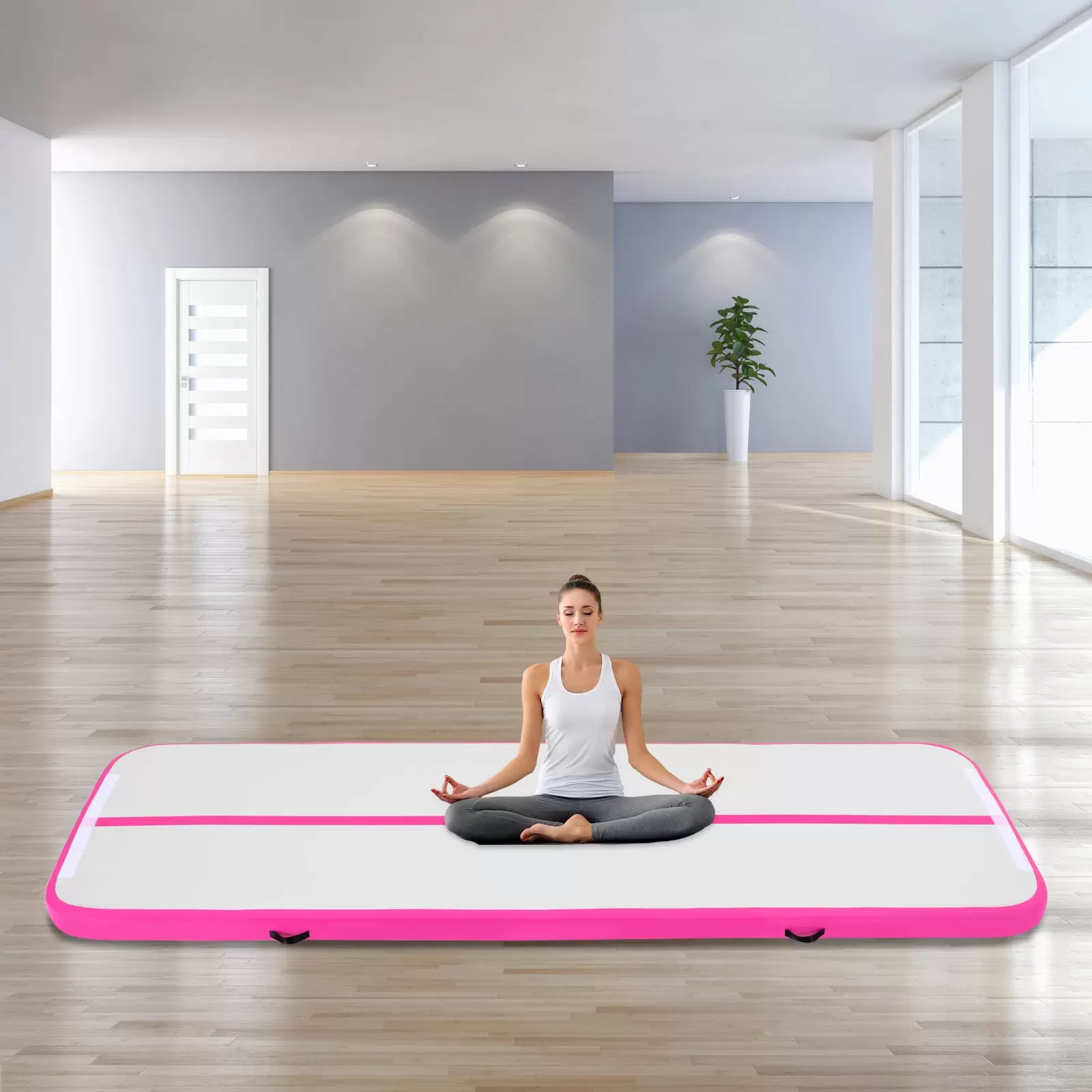 CNCEST Pfefferminzgrün Gymnastikmatte 1*3m Yoga Fitness Matte Wasserdichtes Pvc-Canvas Tumbling Matte Mit Pumpe