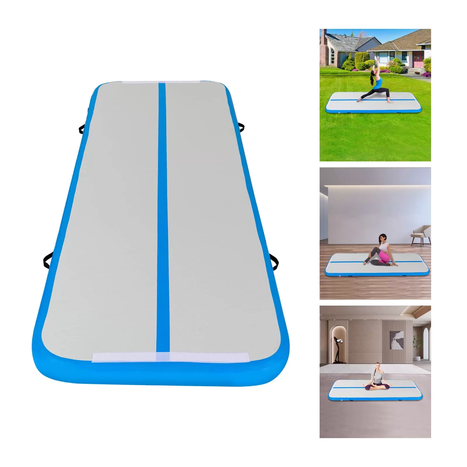 CNCEST Pfefferminzgrün Gymnastikmatte 1*3m Yoga Fitness Matte Wasserdichtes Pvc-Canvas Tumbling Matte Mit Pumpe