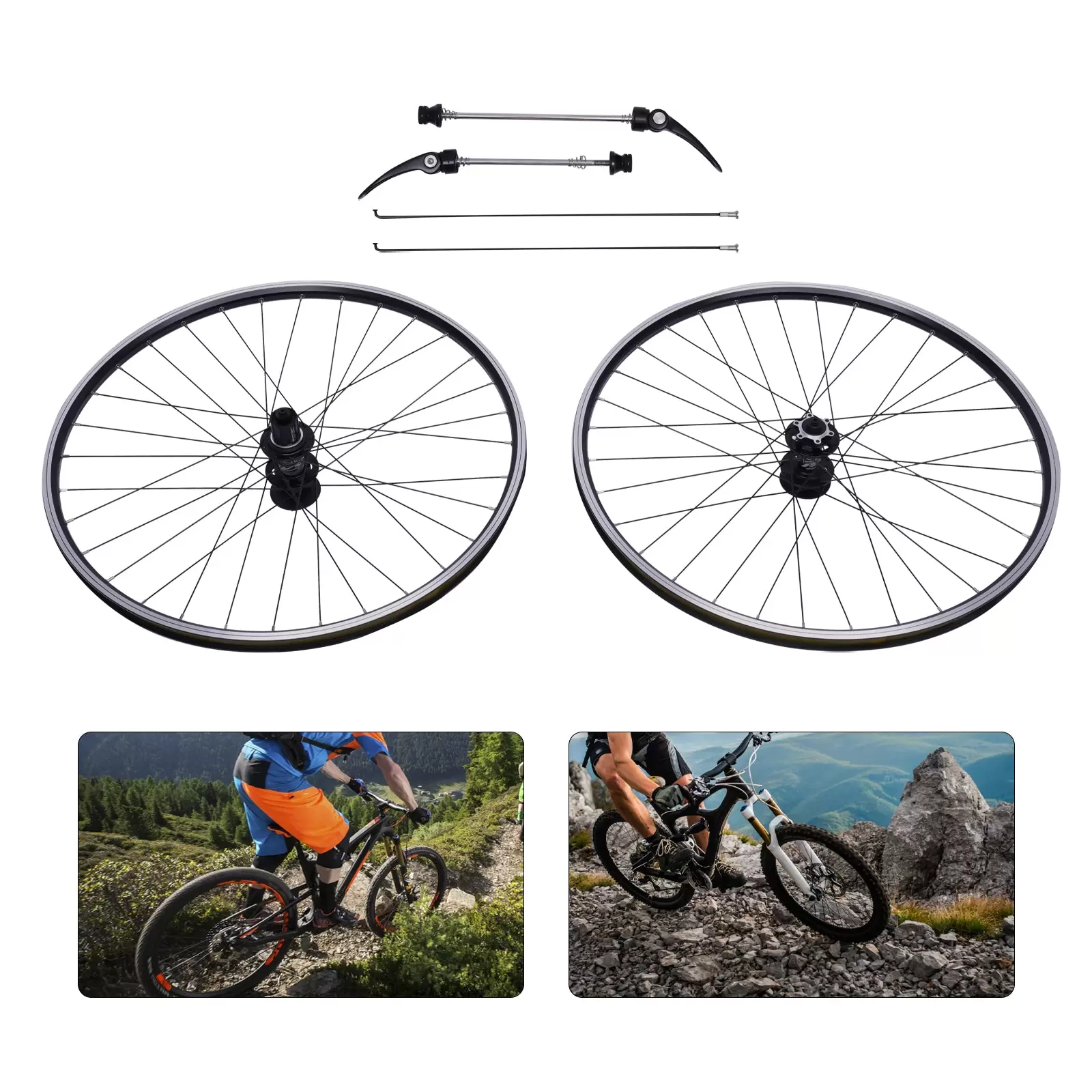 MTB-Laufradsatz 29 Zoll, Alu-Felge Scheibenbremse  Schnellspanner Vorderrad Hinterrad schwarz Fahrrad Laufradsatz