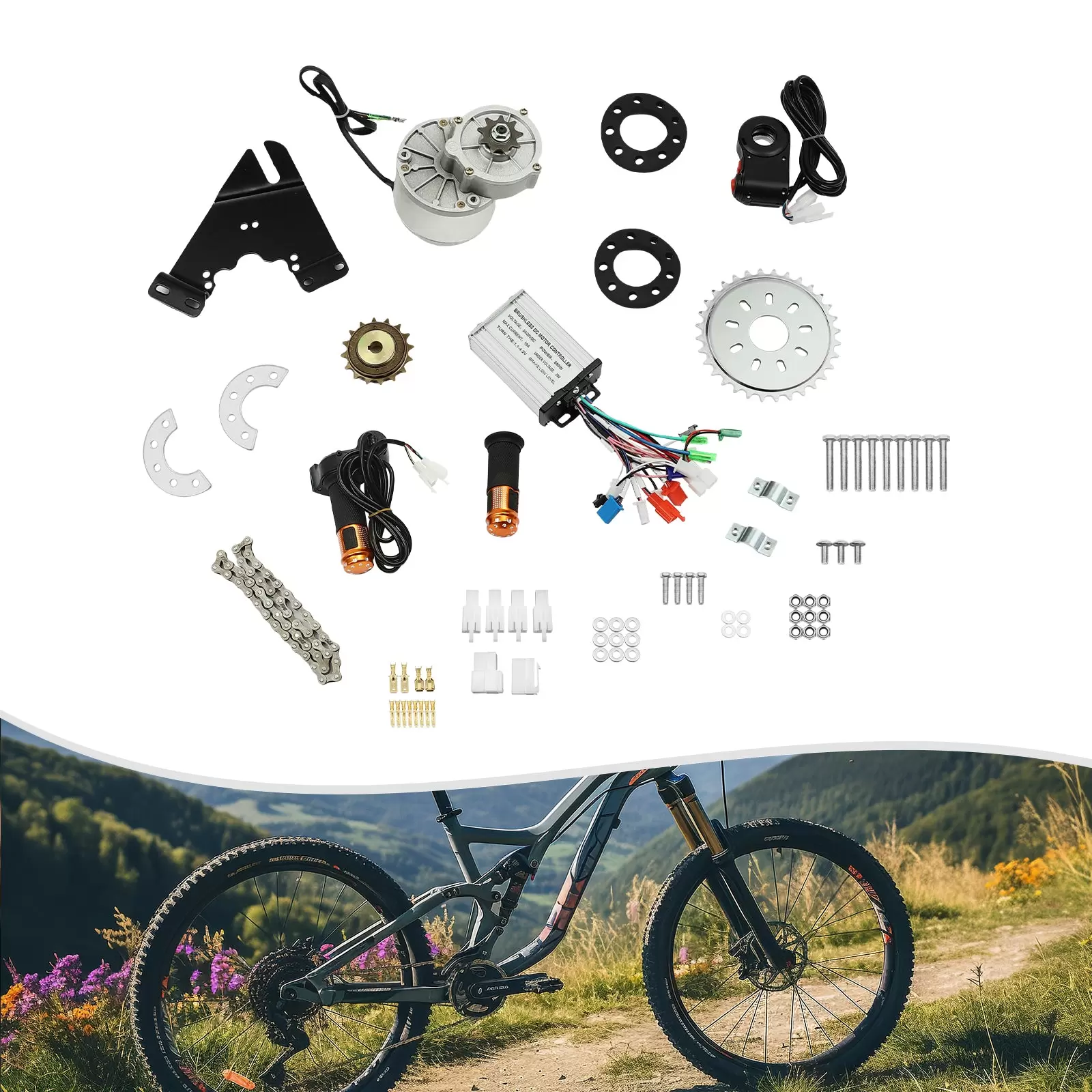 CNCEST Elektrische Fahrrad Motor Kit 36V350W Elektrofahrrad Einstellbare Geschwindigkeit Umbausatz