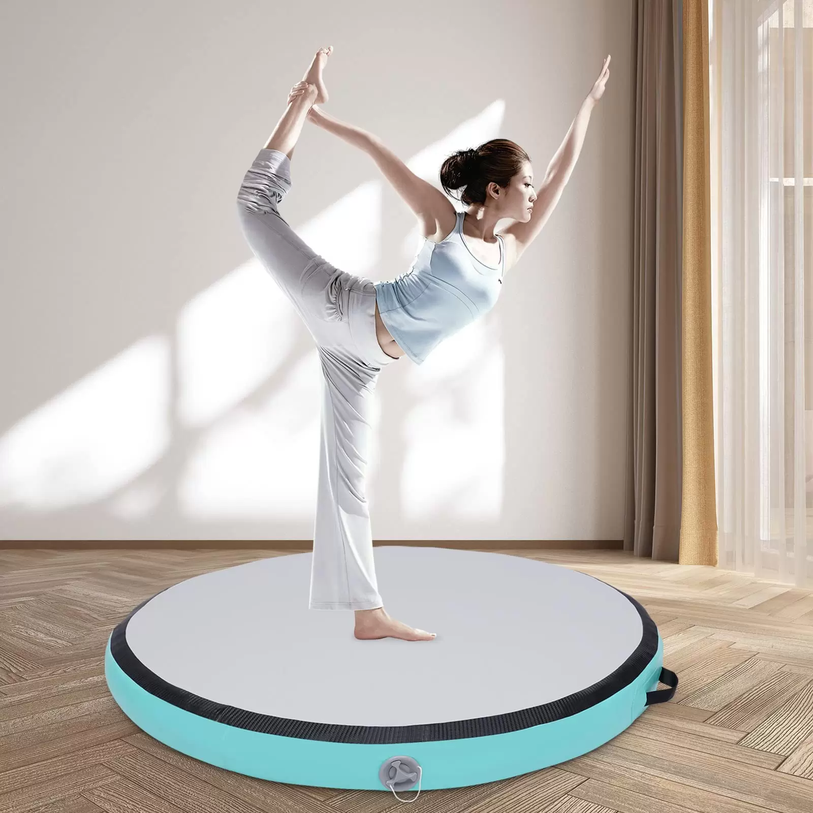 CNCEST 100x80cm Aufblasbare Gymnastik Rolle mit Pumpe Yoga Roll Fitness Rolle für Gymnastik Training Fitness