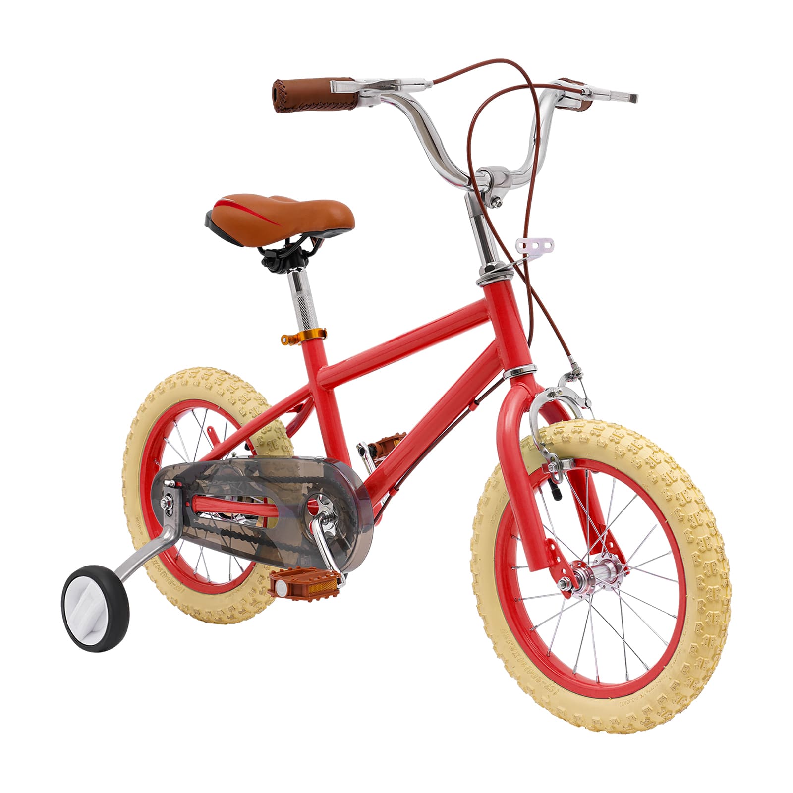 14 Zoll Kinderfahrrad mit Hilfsrädern - stabiles Fahrrad für Kinder von 3 bis 7 Jahren - maximale Belastung: 80 kg - geeignet für Stadt und Radwege (rot)