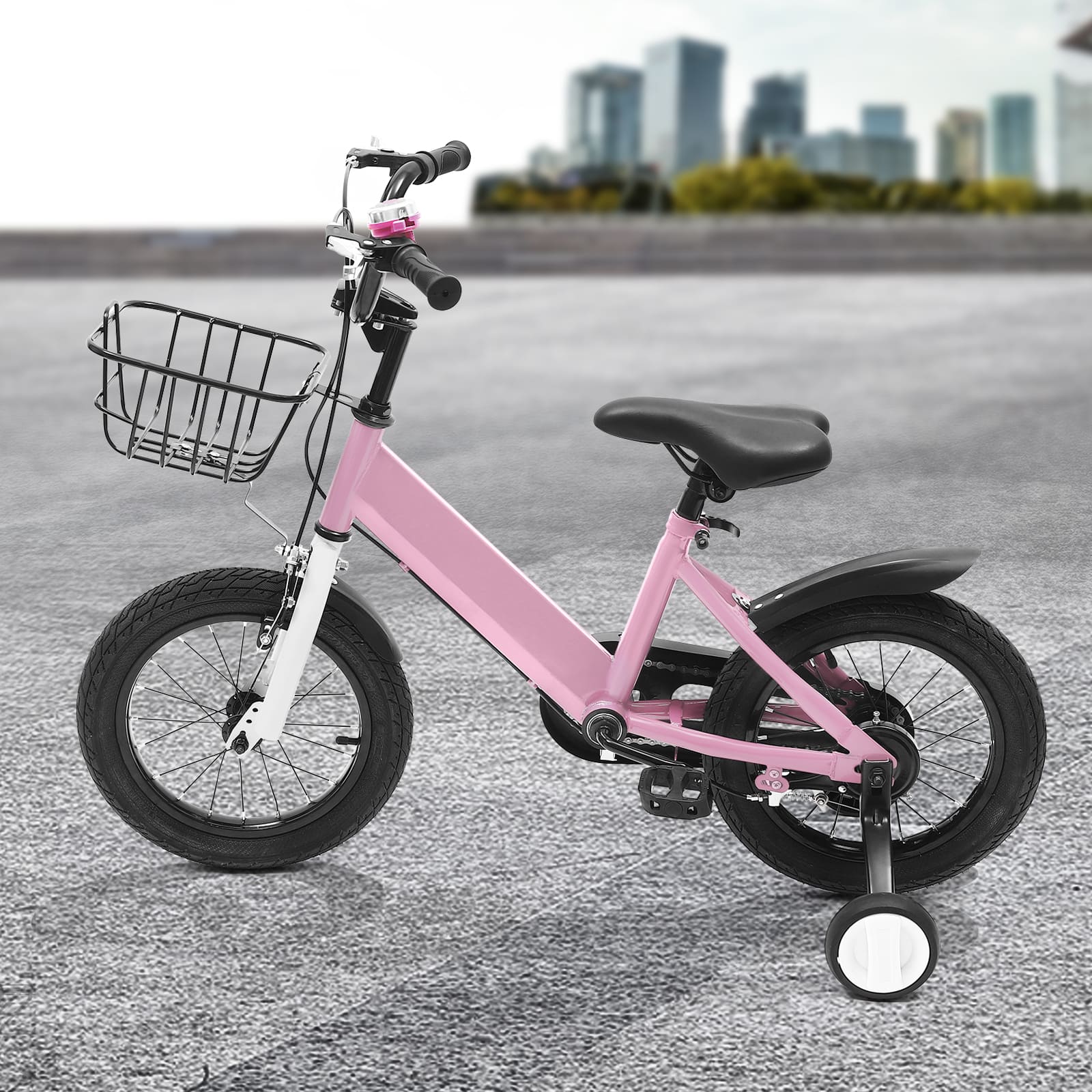 14 Zoll Kinderfahrrad mit Hilfsrad, Rücktrittbremse, Stützrädern, Passendes Geschenk für 3-5 Jahre alte Kinder (Rosa) 14 Zoll Kinderfahrrad mit Hilfsrad, Rücktrittbremse, Stützrädern, Passendes Geschenk für 3-5 Jahre alte Kinder (Rosa)