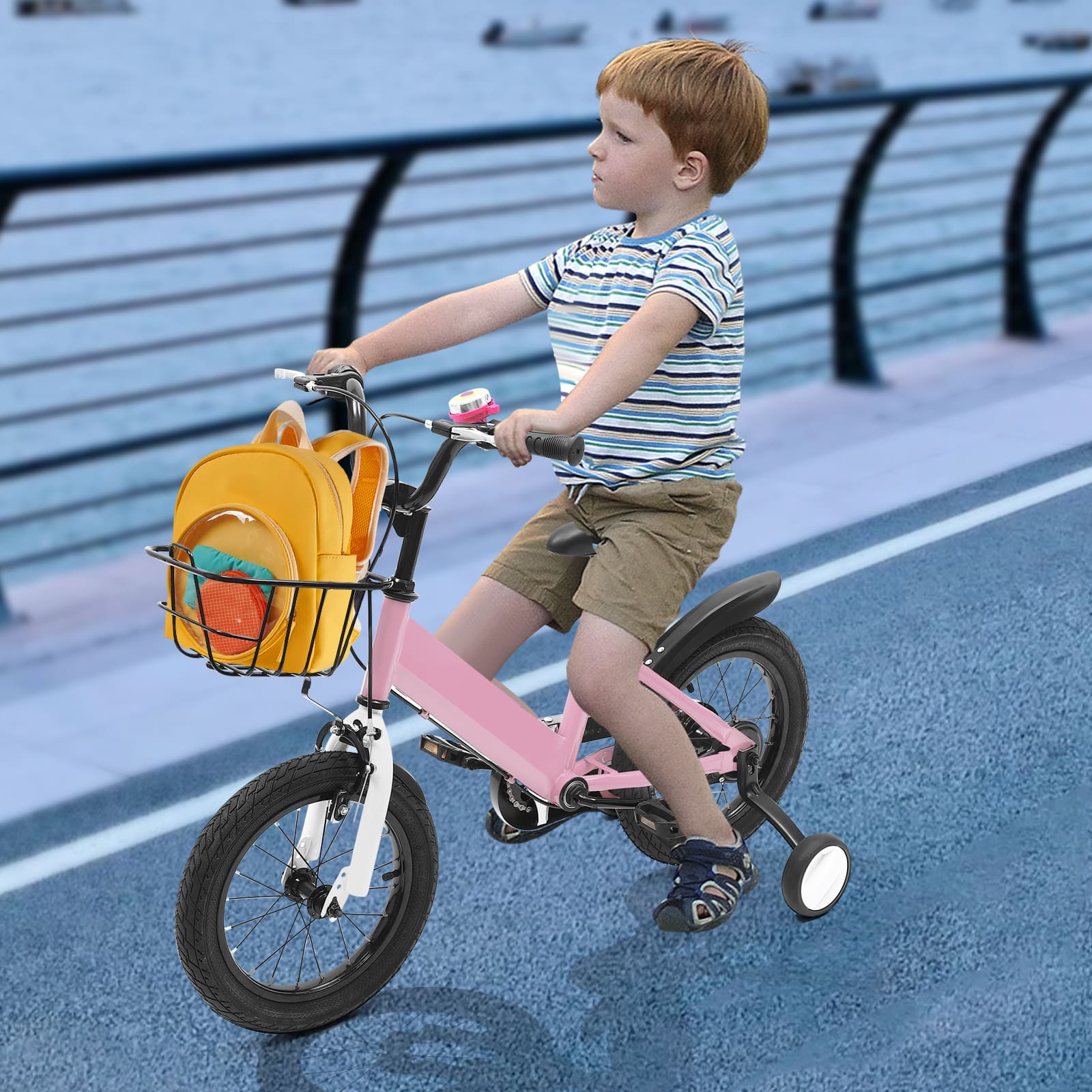 14 Zoll Kinderfahrrad mit Hilfsrad, Rücktrittbremse, Stützrädern, Passendes Geschenk für 3-5 Jahre alte Kinder (Rosa) 14 Zoll Kinderfahrrad mit Hilfsrad, Rücktrittbremse, Stützrädern, Passendes Geschenk für 3-5 Jahre alte Kinder (Rosa)