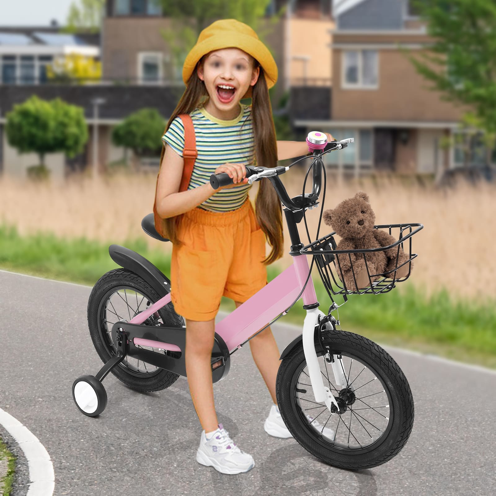 14 Zoll Kinderfahrrad mit Hilfsrad, Rücktrittbremse, Stützrädern, Passendes Geschenk für 3-5 Jahre alte Kinder (Rosa) 14 Zoll Kinderfahrrad mit Hilfsrad, Rücktrittbremse, Stützrädern, Passendes Geschenk für 3-5 Jahre alte Kinder (Rosa)