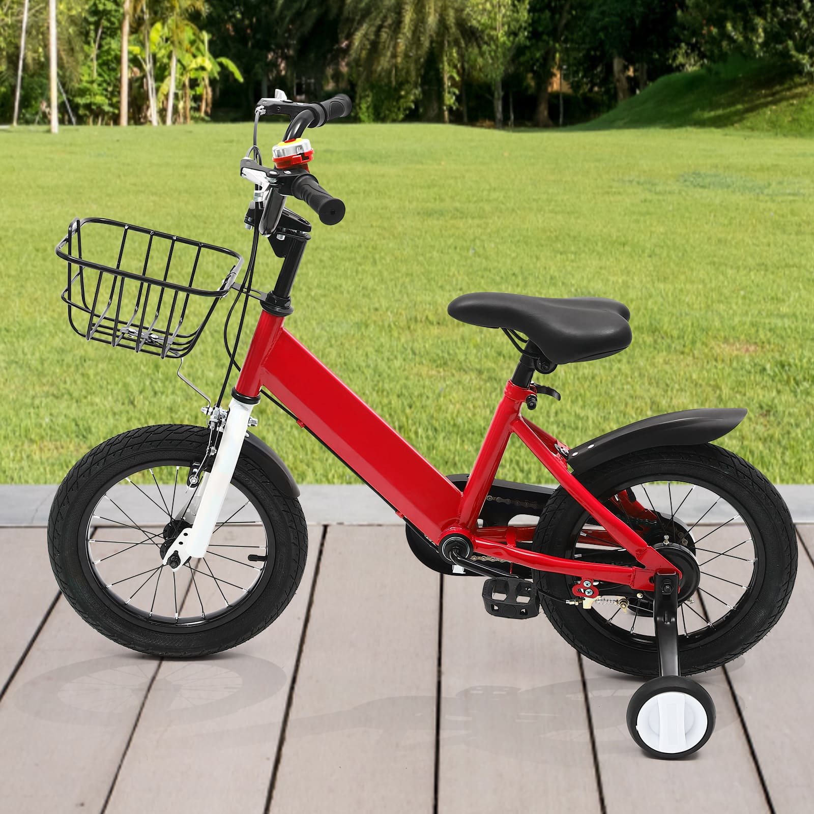 14 Zoll Kinderfahrrad mit Hilfsrad, Rücktrittbremse, Stützrädern, für 3-5 Jahre alte Kinder (Rot) 14 Zoll Kinderfahrrad mit Hilfsrad, Rücktrittbremse, Stützrädern, für 3-5 Jahre alte Kinder (Rot)