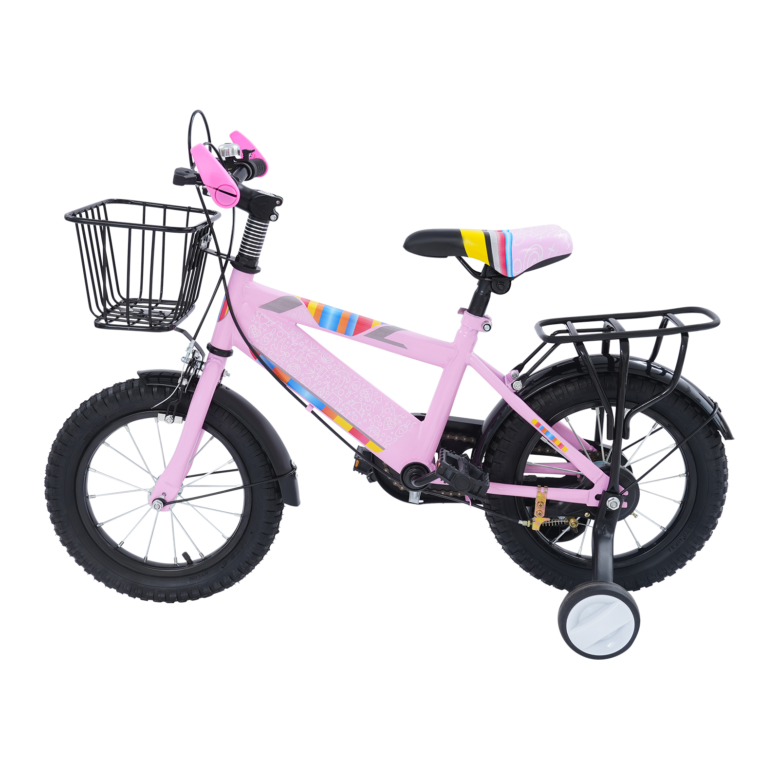 14-Zoll-Kinderfahrrad mit Korb fr 3- bis 6-Jhrige, ideal fr Parks und  Gehwege in