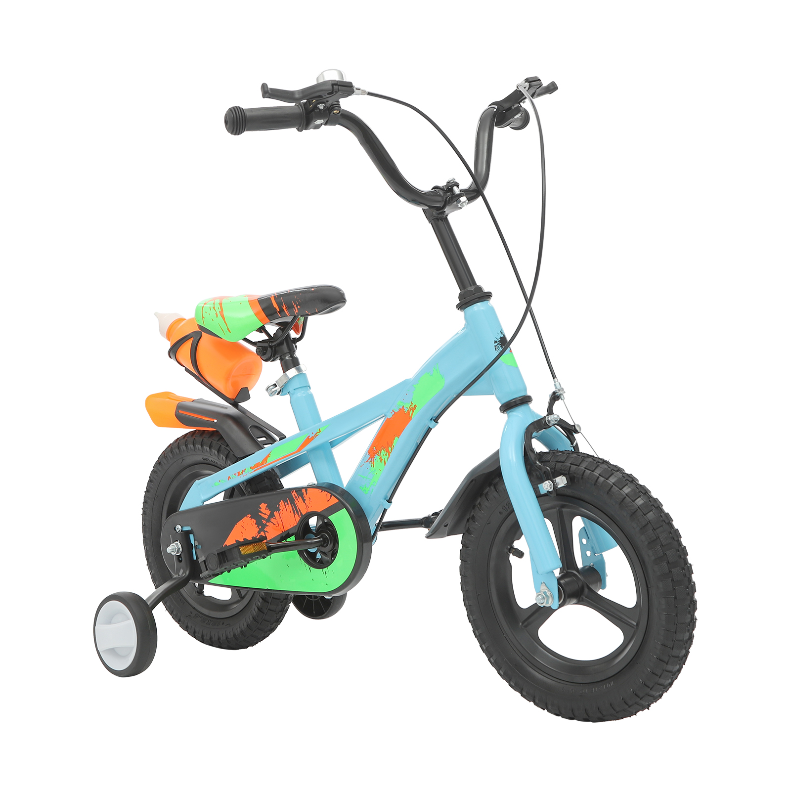 Vélo Enfant 12 Pouces 2-4 Ans Avec Roues Stabilisatrices - Acier, Freins Avant/arrière, Panier, Bleu