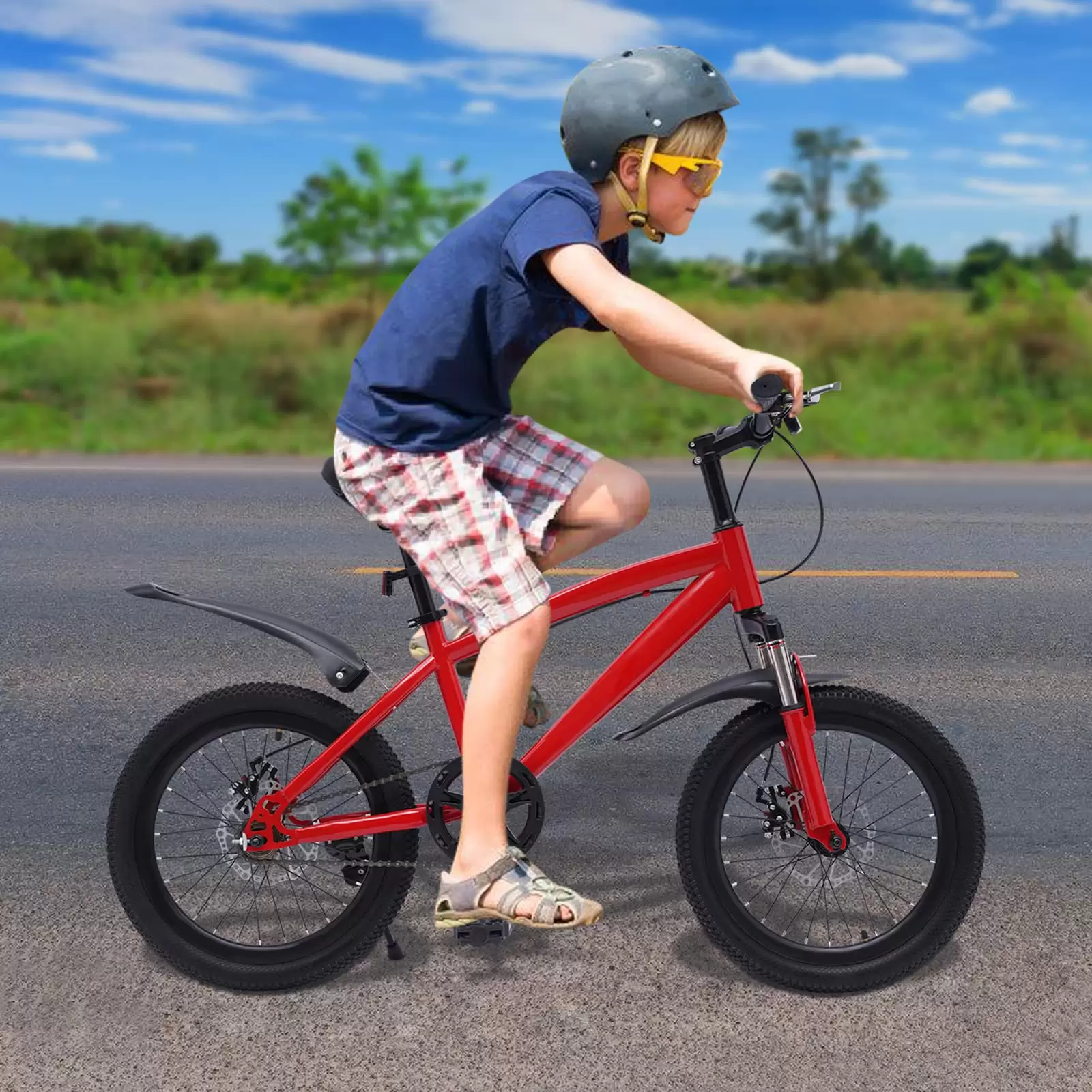 18 Zoll Kinderfahrrad, Mountainbike mit Elektrische Taschenlampe & Reifenpumpe