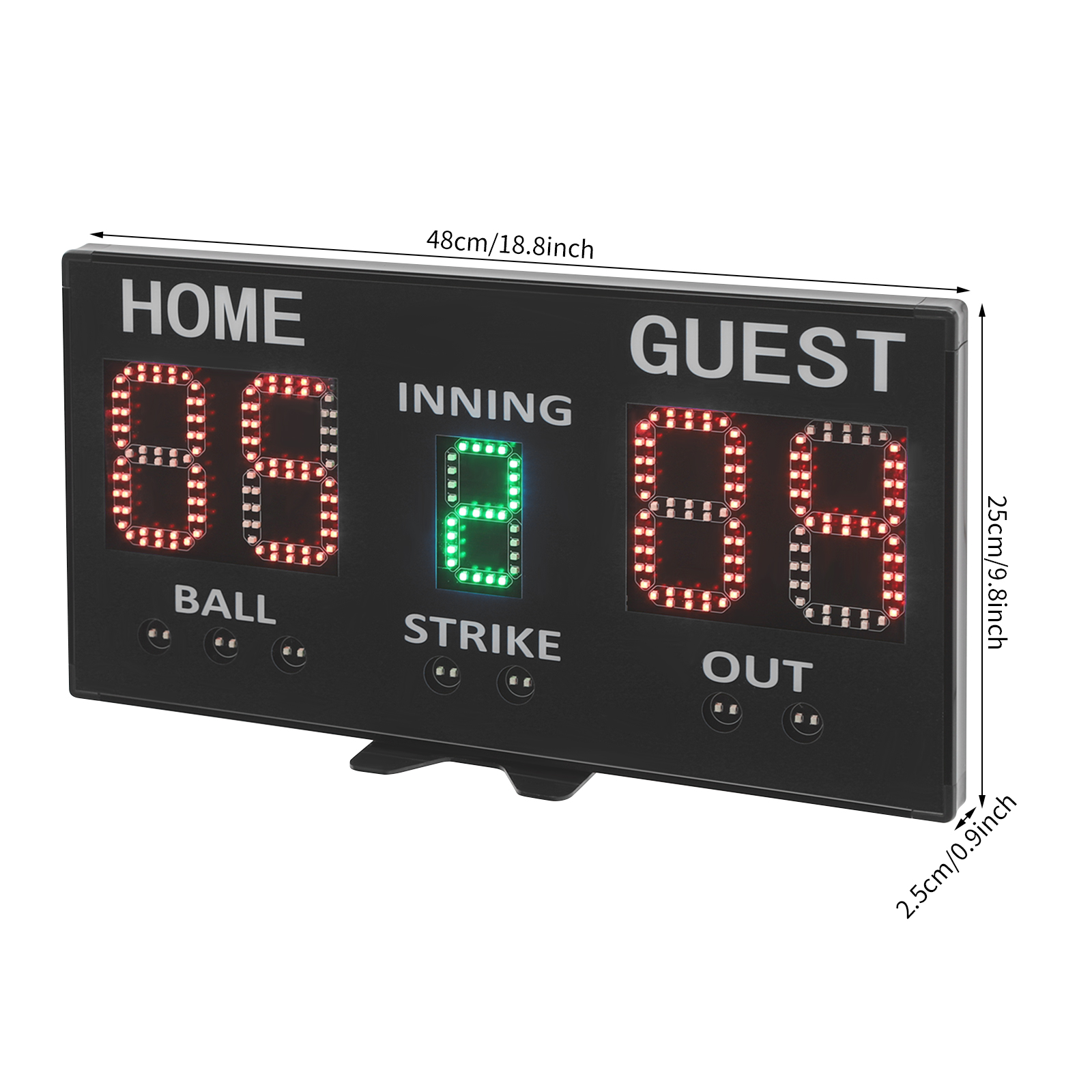 Baseball game electronic scoreboard rechargeable scoreboard supports remote control LED referee timing and scoring - black