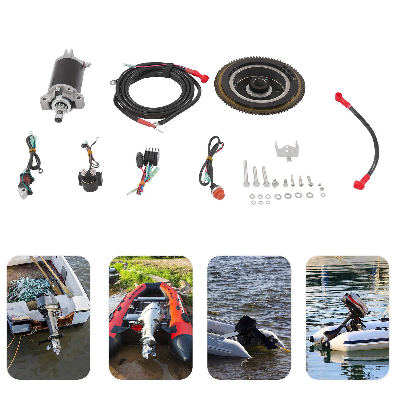 Yamaha Electric Start Kit, Yamaha 2-Stroke 40PS Outboard Electric Start Kit, Yamaha Outboard Engine Starter Motor Conversion Kit