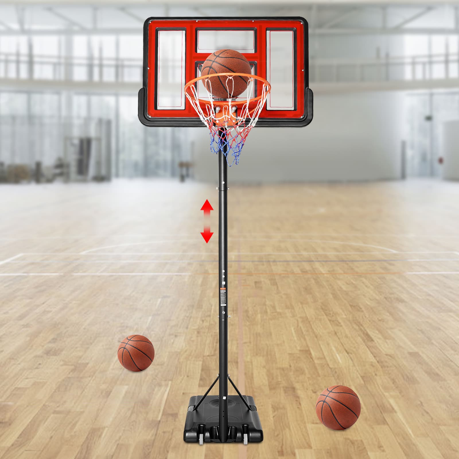 Aro de baloncesto para exteriores con soporte, rojo, portátil, con altura ajustable, para niños y adultos. Aro de baloncesto para exteriores con soporte, rojo, portátil, con altura ajustable, para niños y adultos.