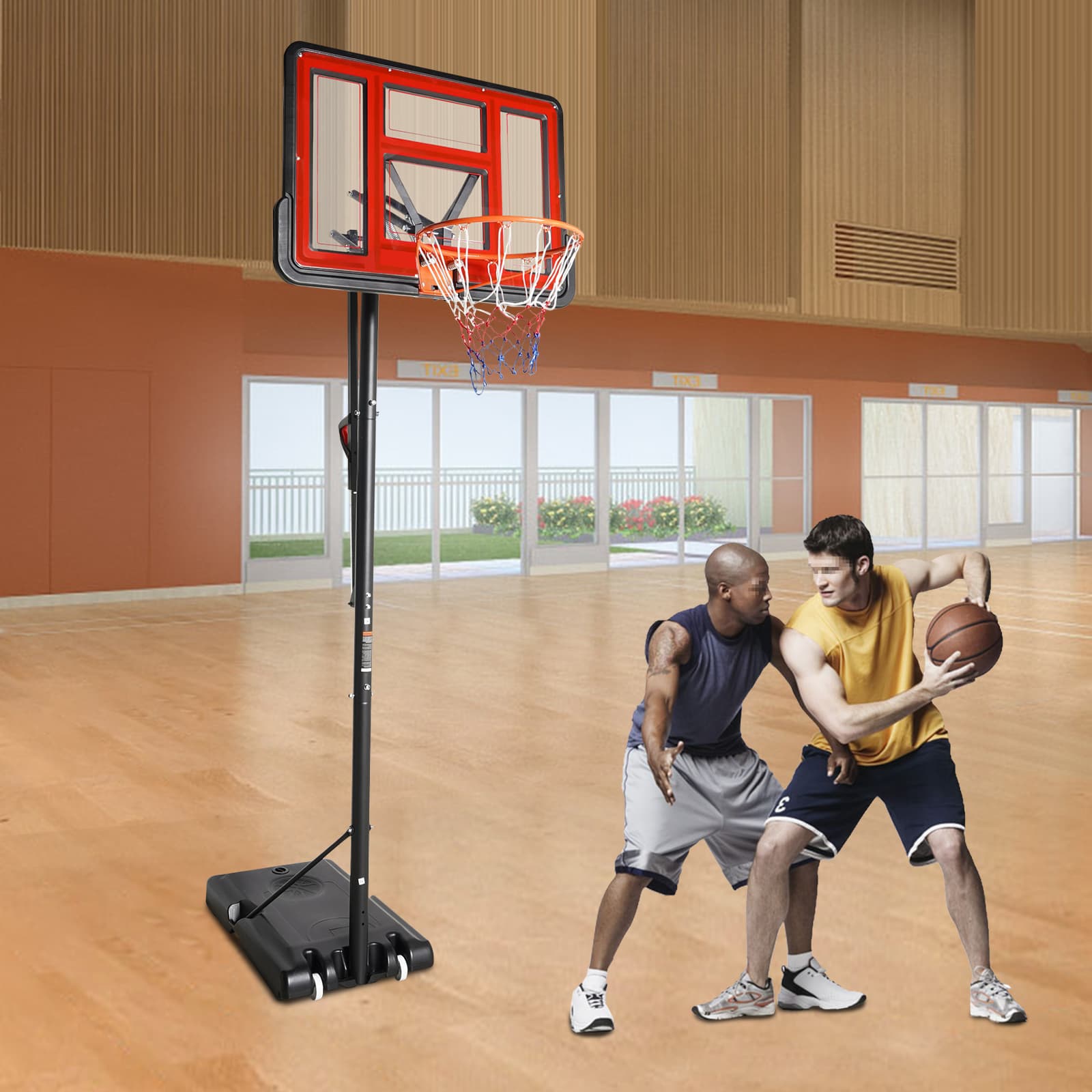 Aro de baloncesto para exteriores con soporte, rojo, portátil, con altura ajustable, para niños y adultos. Aro de baloncesto para exteriores con soporte, rojo, portátil, con altura ajustable, para niños y adultos.