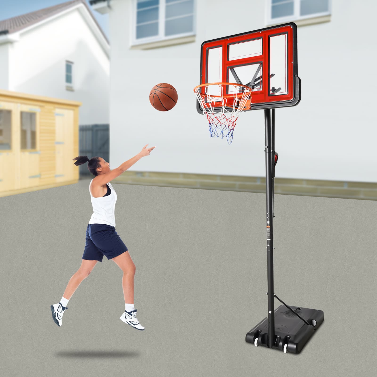 Aro de baloncesto para exteriores con soporte, rojo, portátil, con altura ajustable, para niños y adultos. Aro de baloncesto para exteriores con soporte, rojo, portátil, con altura ajustable, para niños y adultos.