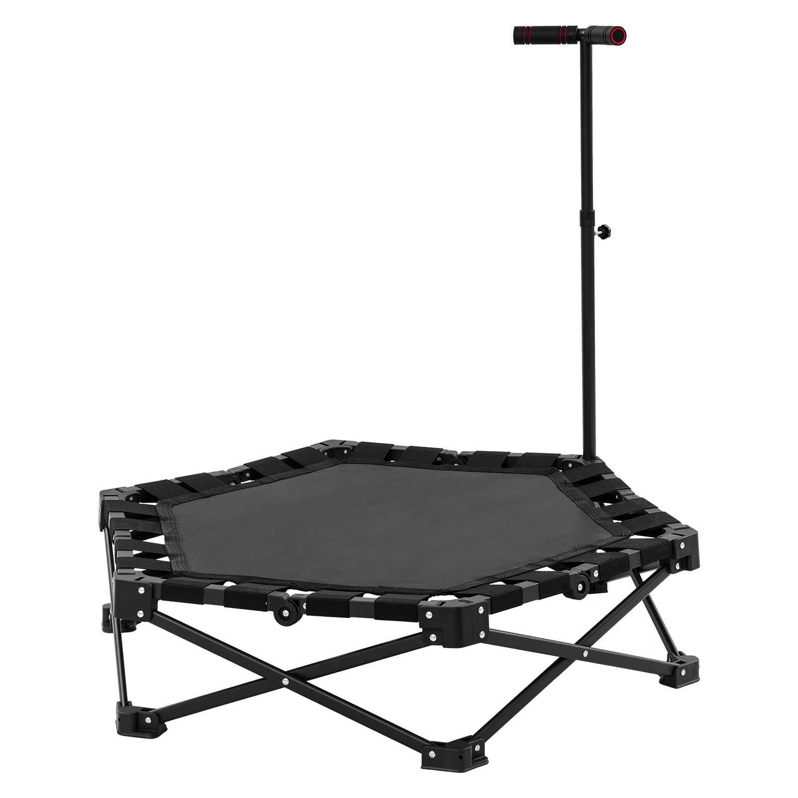 Sechseckiges, faltbares Rebounder-Trampolin mit verstellbarem Griff, faltbares Trampolin für Erwachsene und Kinder