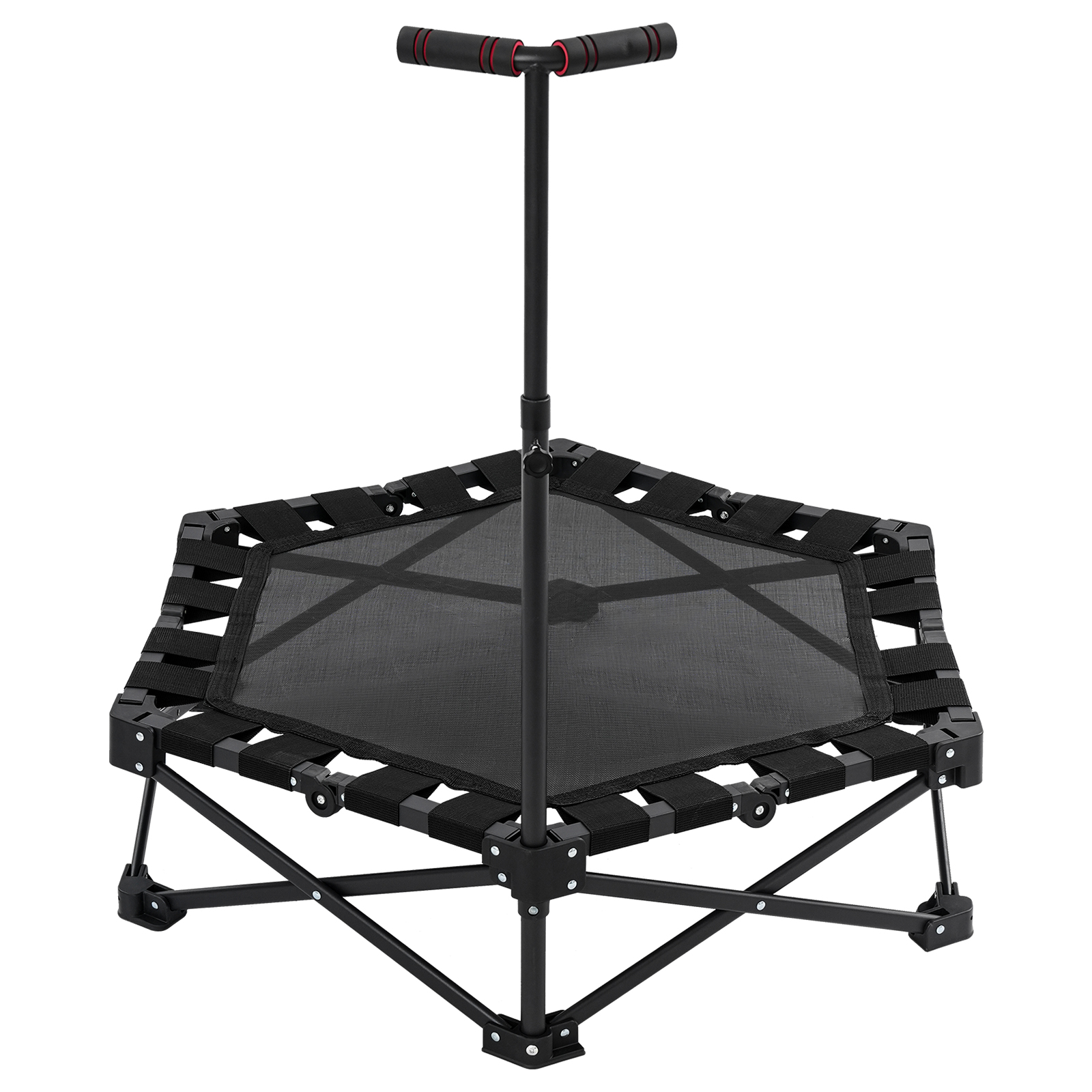 Sechseckiges, faltbares Rebounder-Trampolin mit verstellbarem Griff, faltbares Trampolin für Erwachsene und Kinder